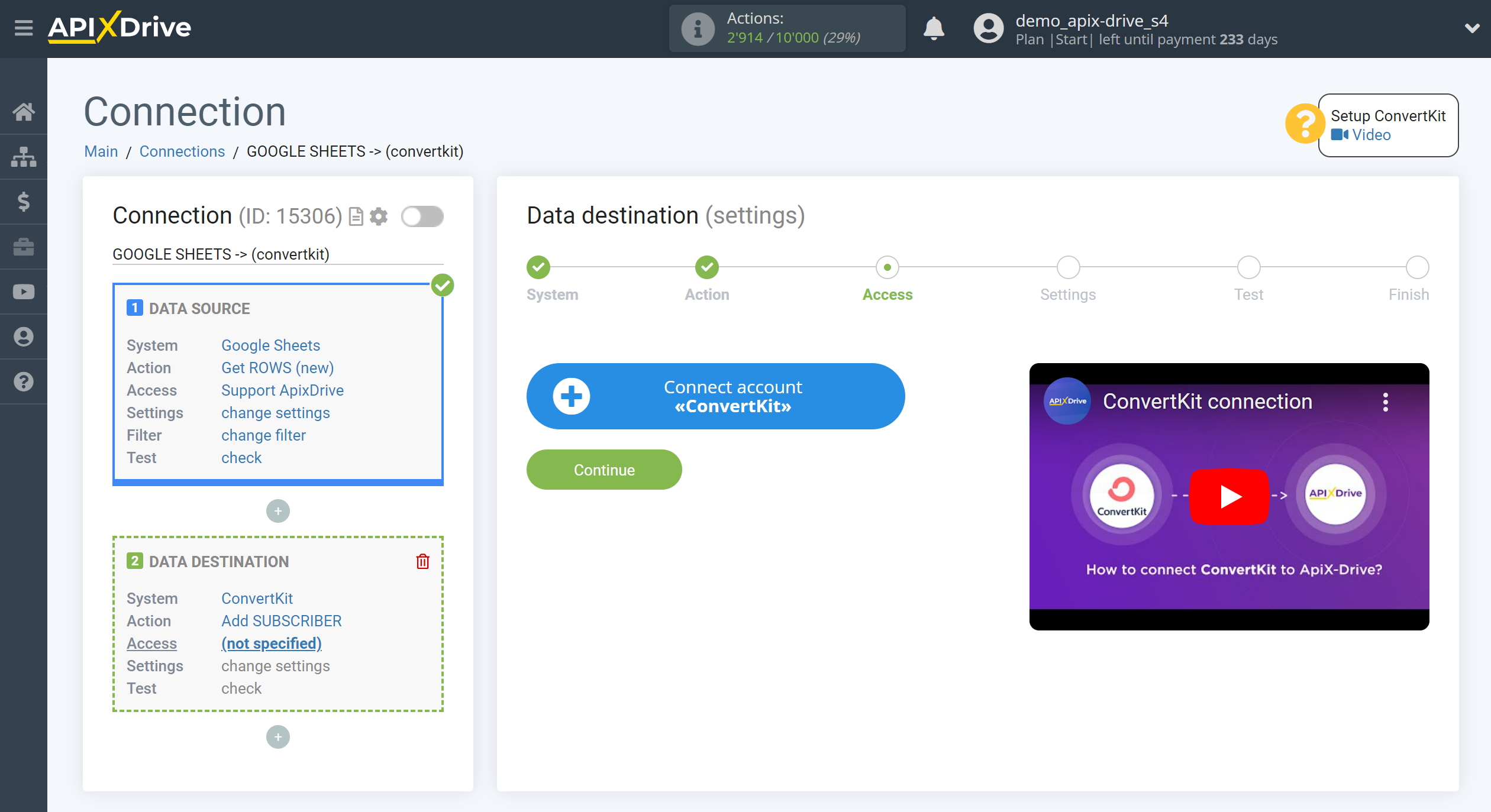 How to Connect ConvertKit as Data Destination | Account connection