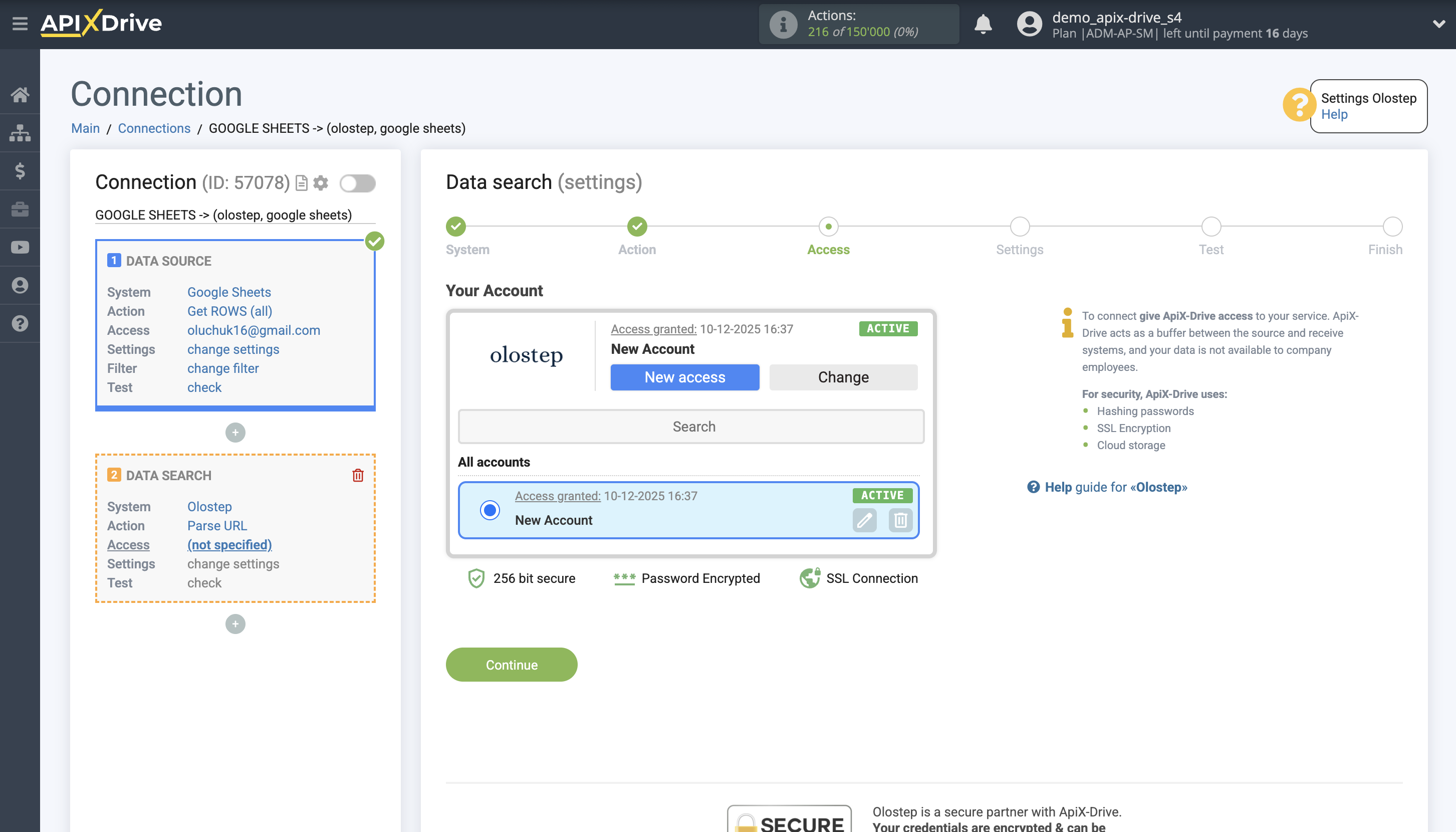 Setting up an Olostep Item Search in Google Sheets | Selecting a Search account Setting up an Olostep Item Search in Google Sheets | Selecting a Search account