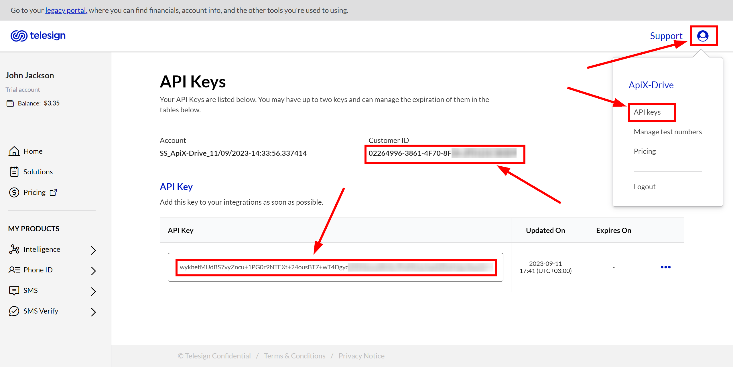 How to Connect Telesign as Data Destination | Go to the connection management section