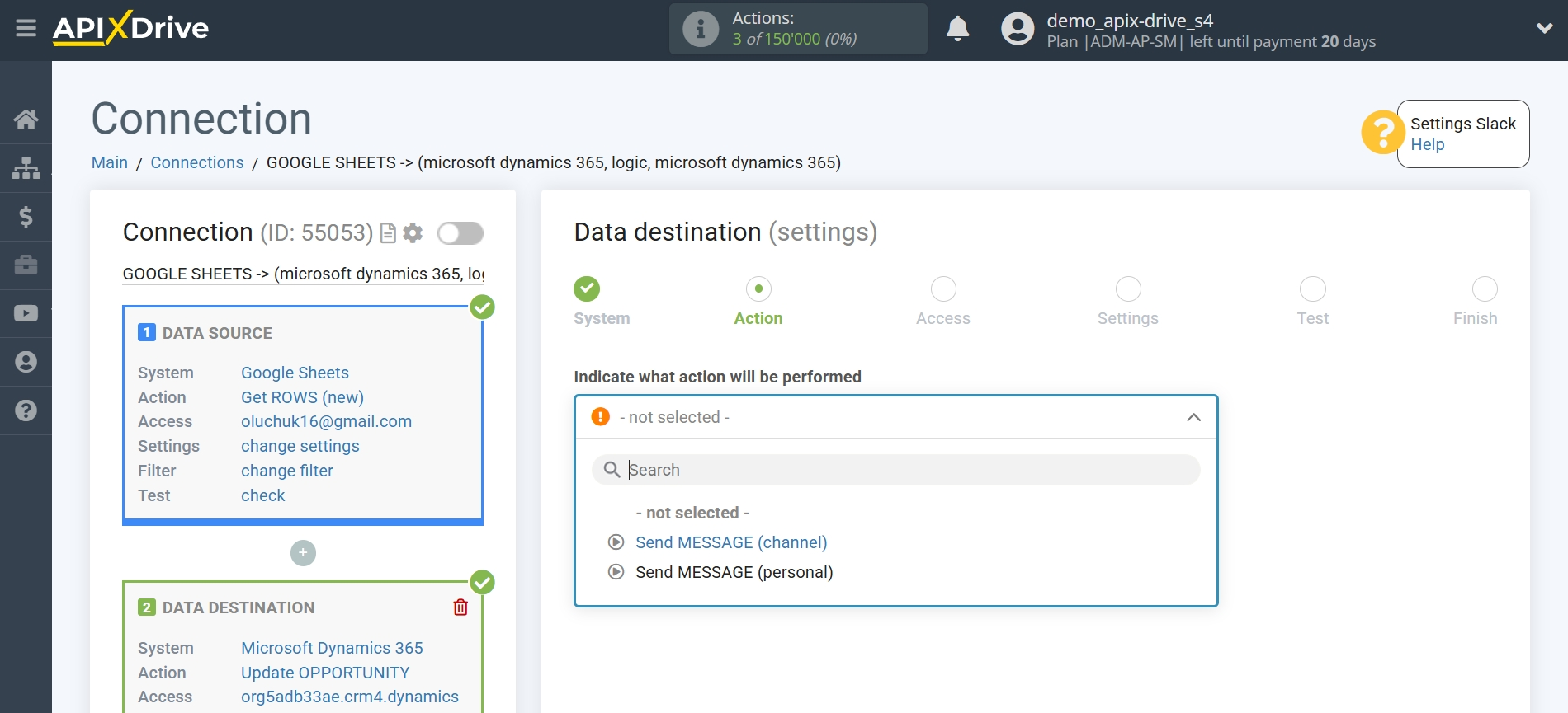 How to setup Microsoft Dynamics 365 Update Opportunity / Create Opportunity | Action selection in the Data Destination How to setup Microsoft Dynamics 365 Update Opportunity / Create Opportunity | Action selection in the Data Destination