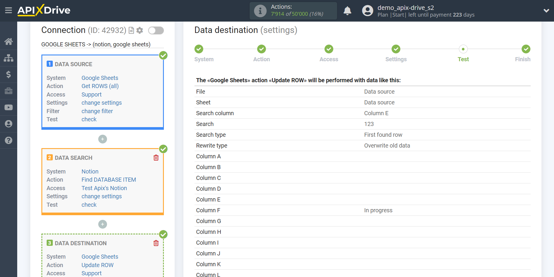 Setting up an Notion Item Search in Google Sheets | Test data