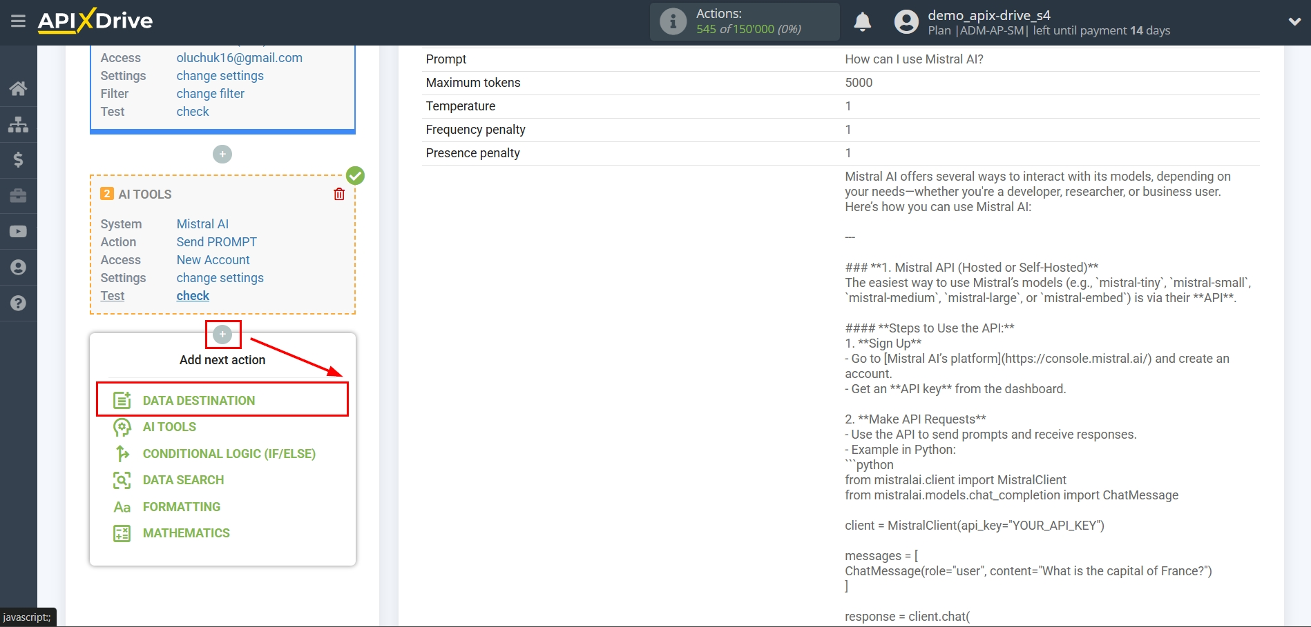 Setting Up Mistral AI in Google Sheets | Choosing a Data Destination System