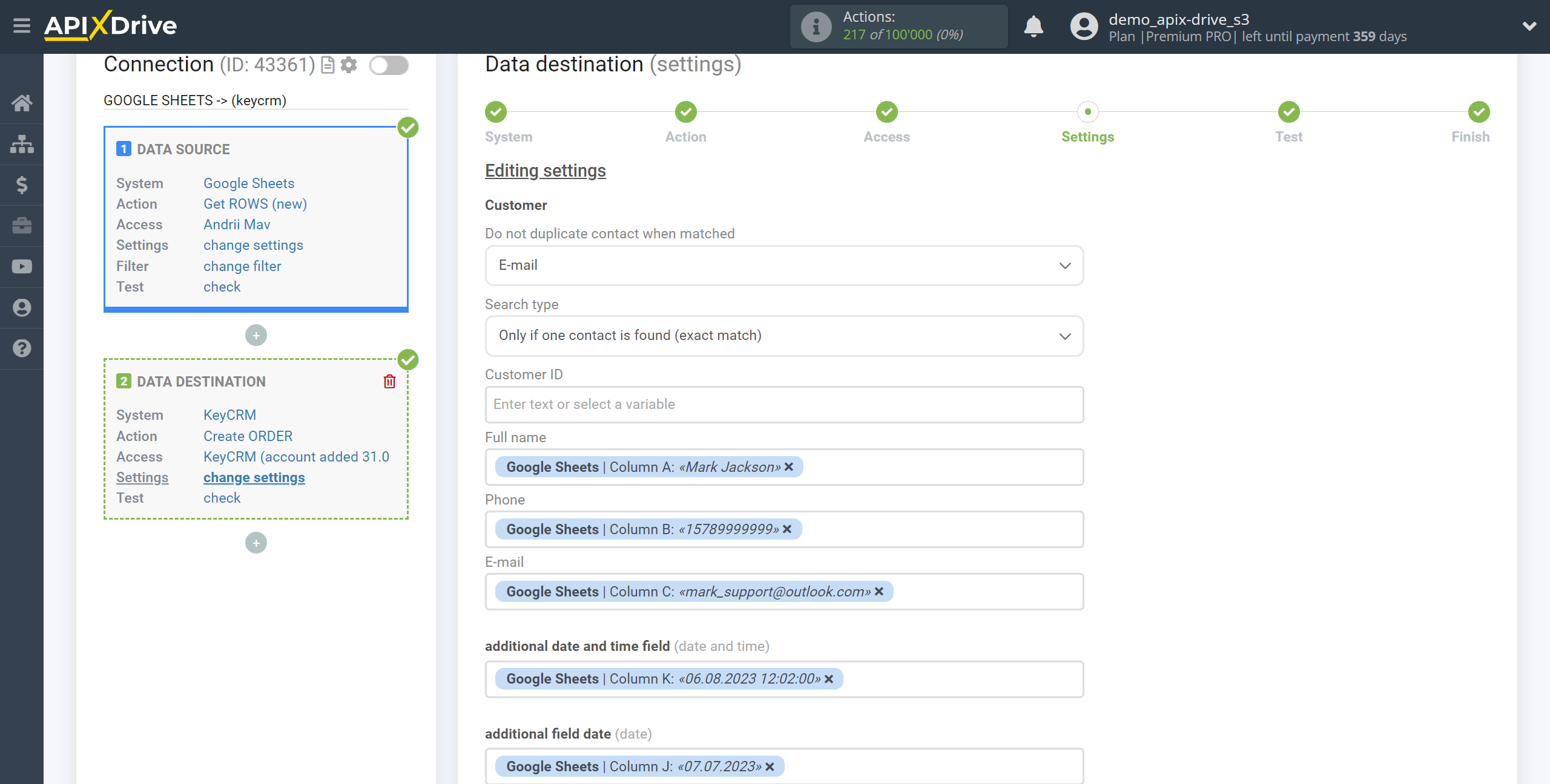 How to Connect KeyCRM as Data Destination | Assigning Fields