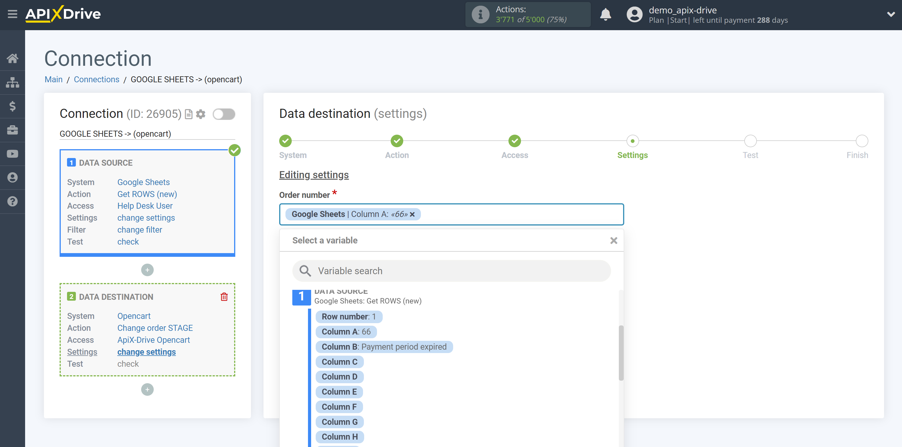 How to Connect Opencart as Data Destination | Assigning fields