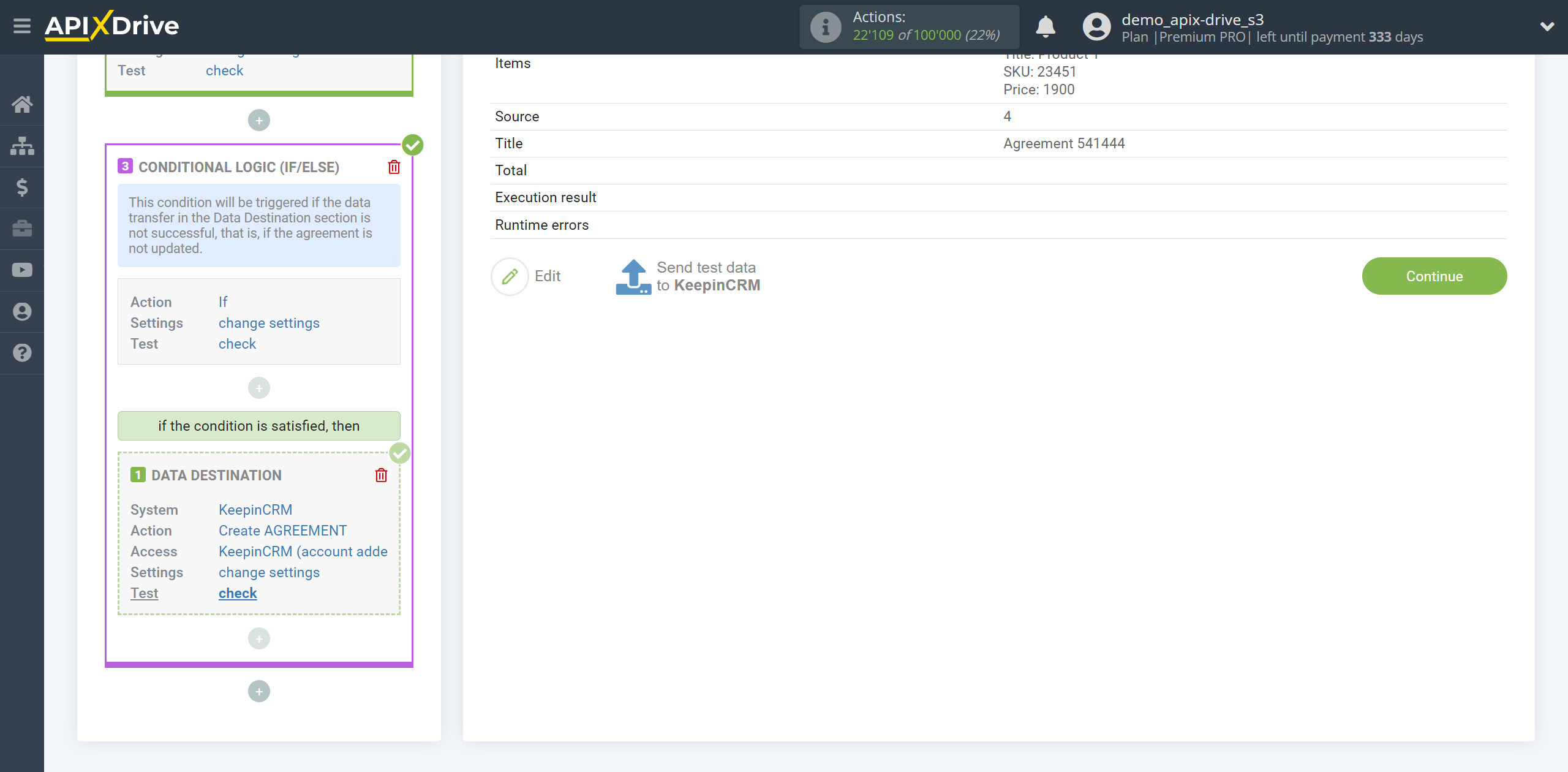 How to setup KeepinCRM Update Agreement / Create Agreement | Test data