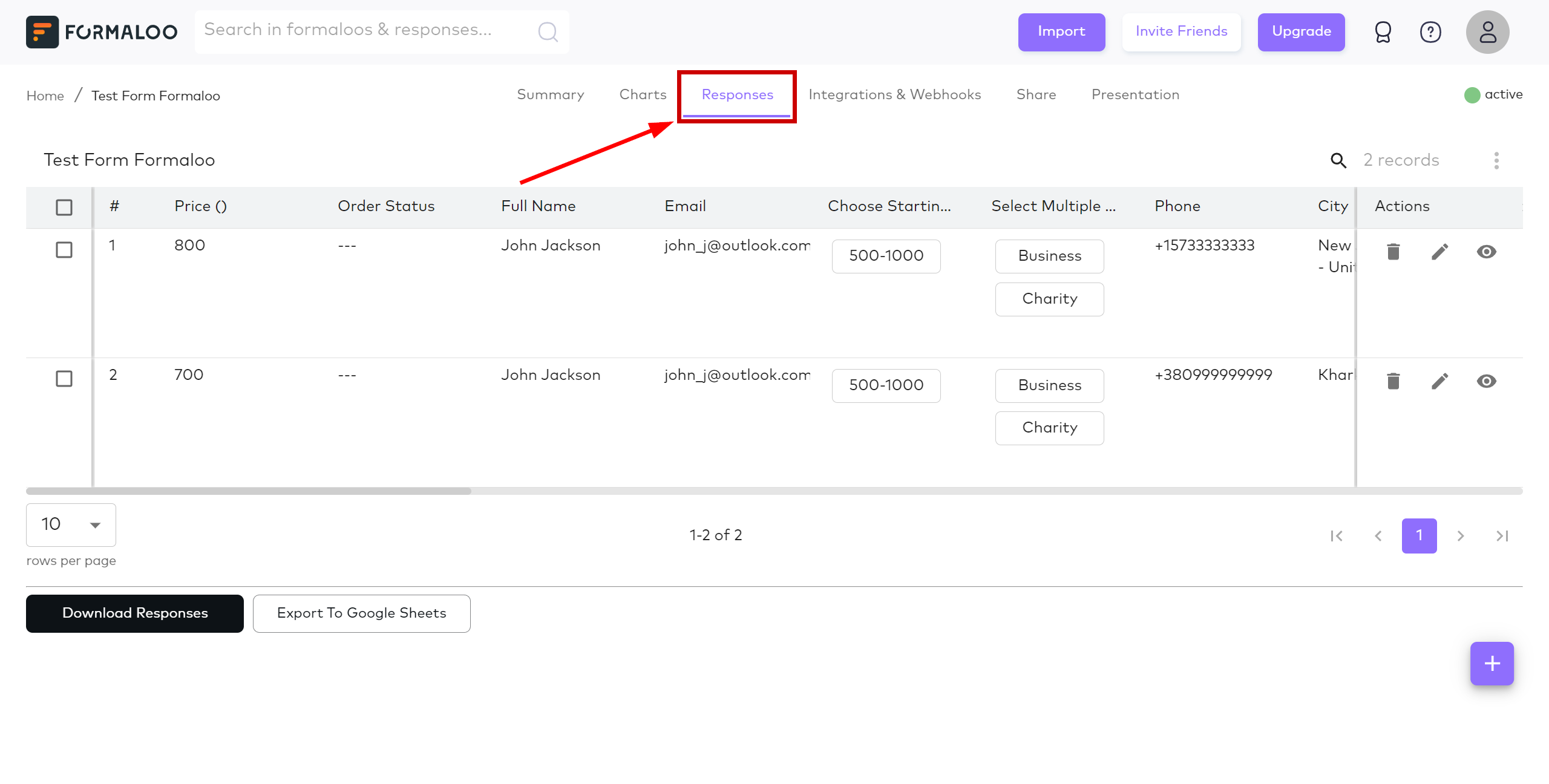 How to Connect Formaloo as Data Source | Test data generation