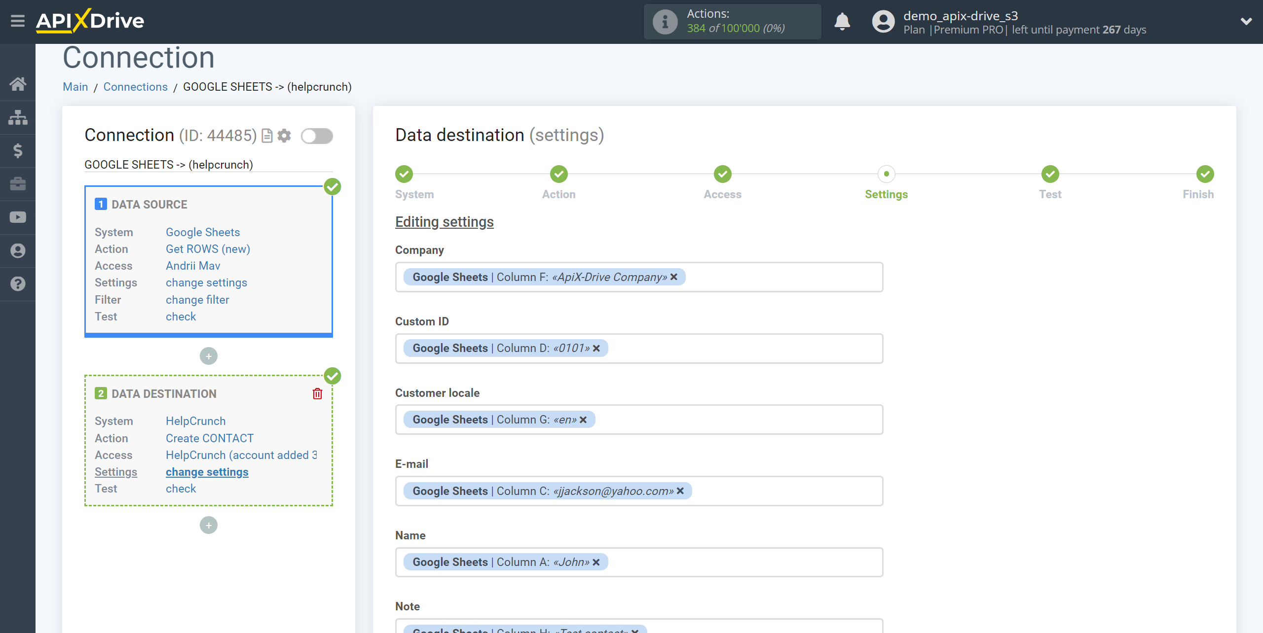 How to Connect HelpCrunch as Data Destination | Assigning Fields