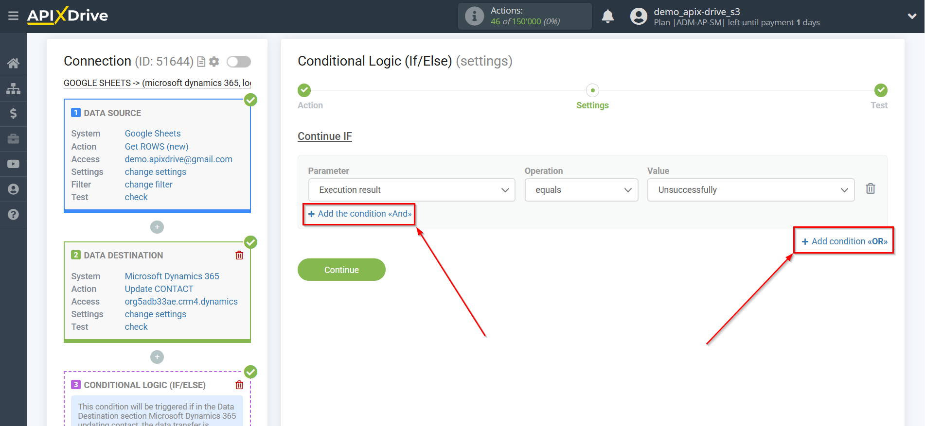 How to setup Microsoft Dynamics 365 Update Contact / Create Contact | Additional conditions "AND", "OR" How to setup Microsoft Dynamics 365 Update Contact / Create Contact | Additional conditions "AND", "OR"