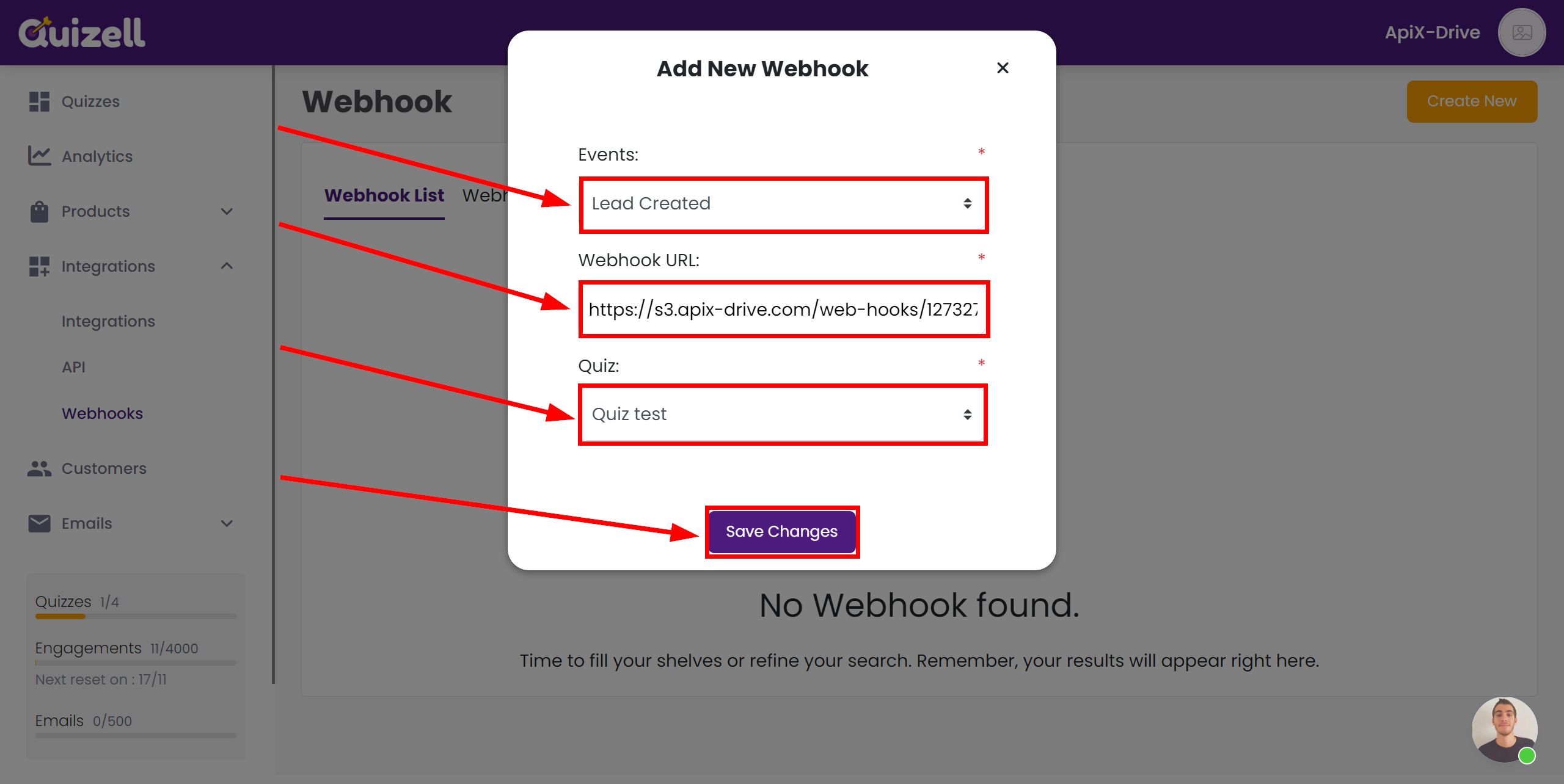 How to Connect Quizell as Data Source | Webhook Setup