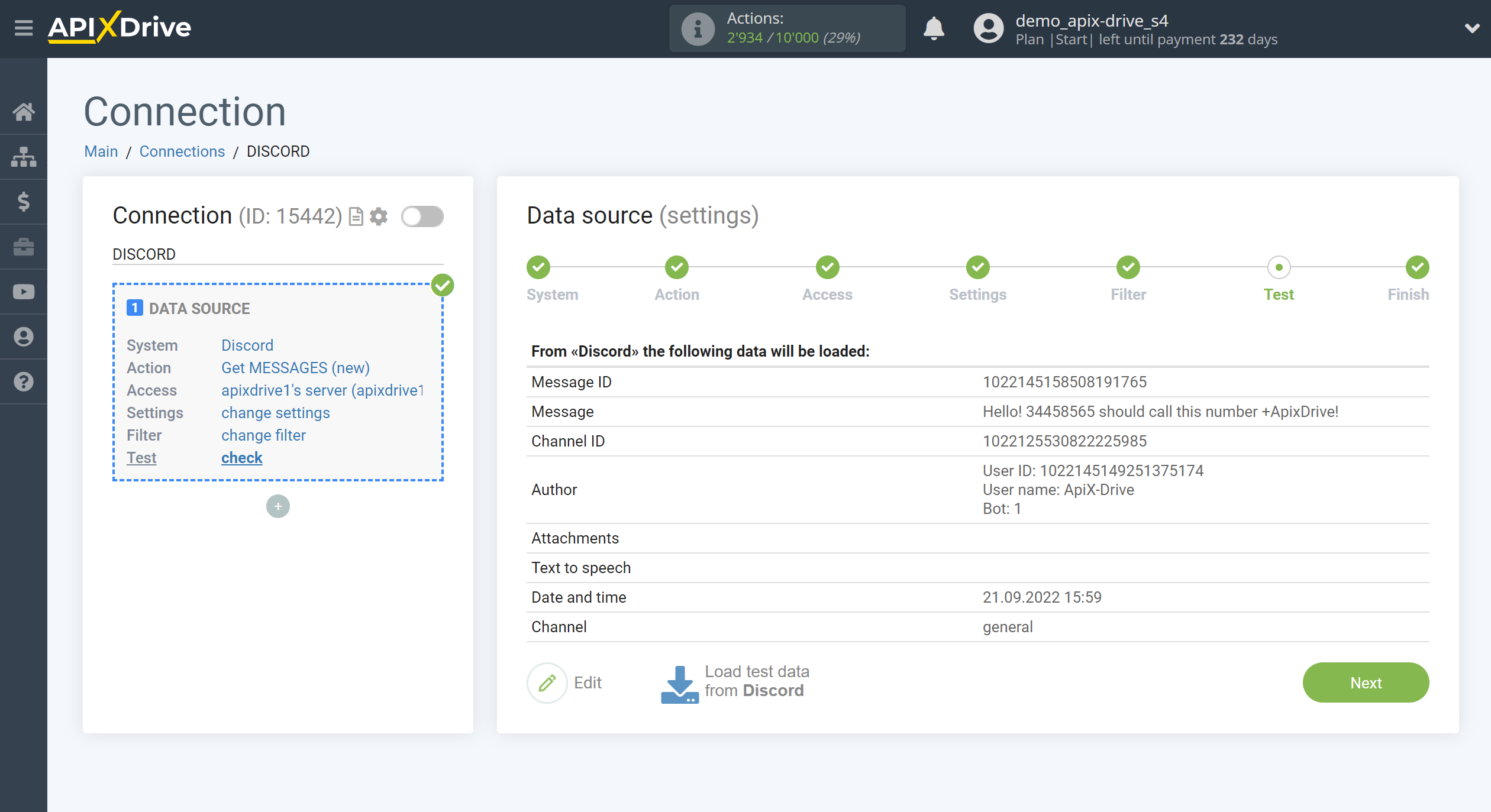 How to Connect Discord as Data Source | Test data