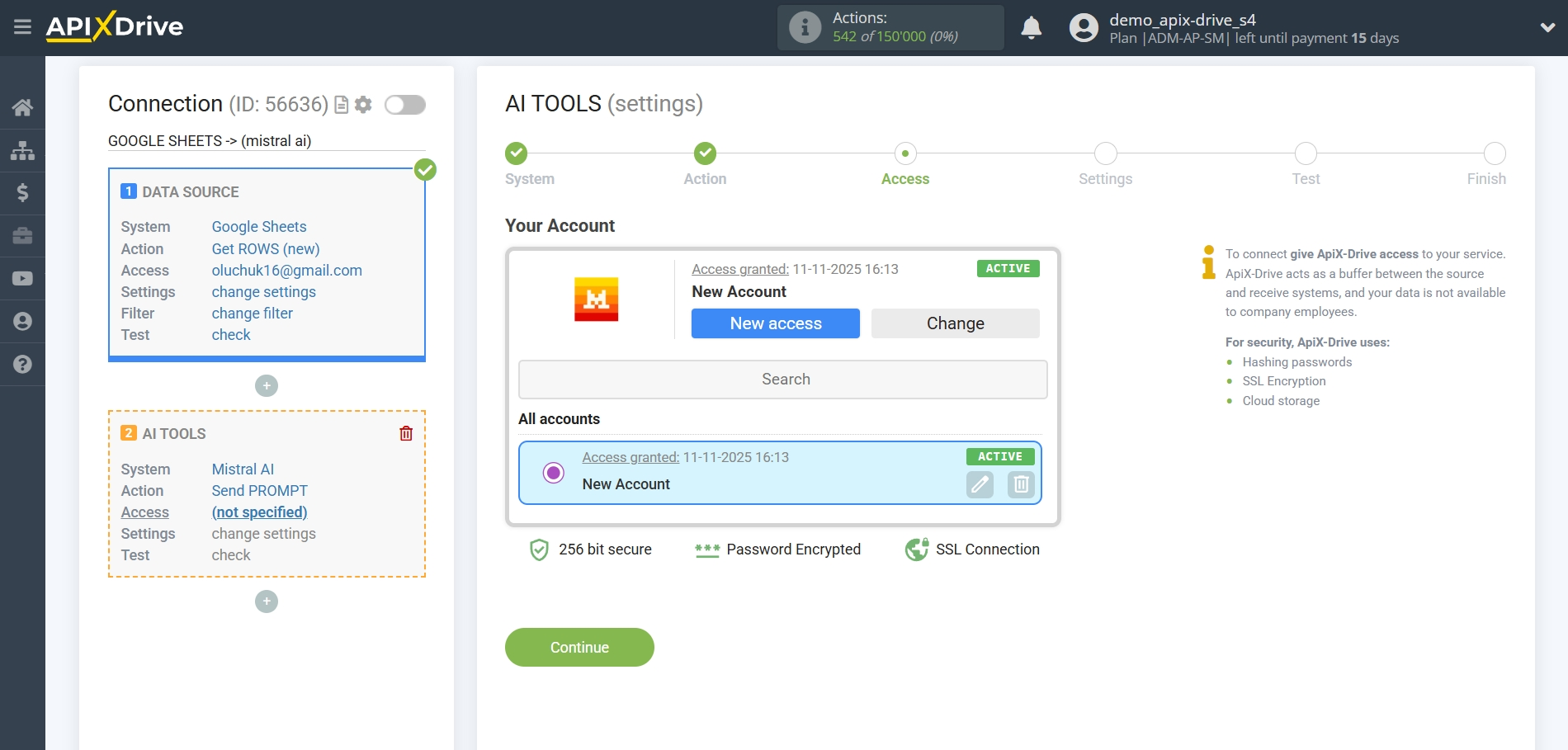 Setting Up Mistral AI in Google Sheets | Selecting a Mistral AI Account