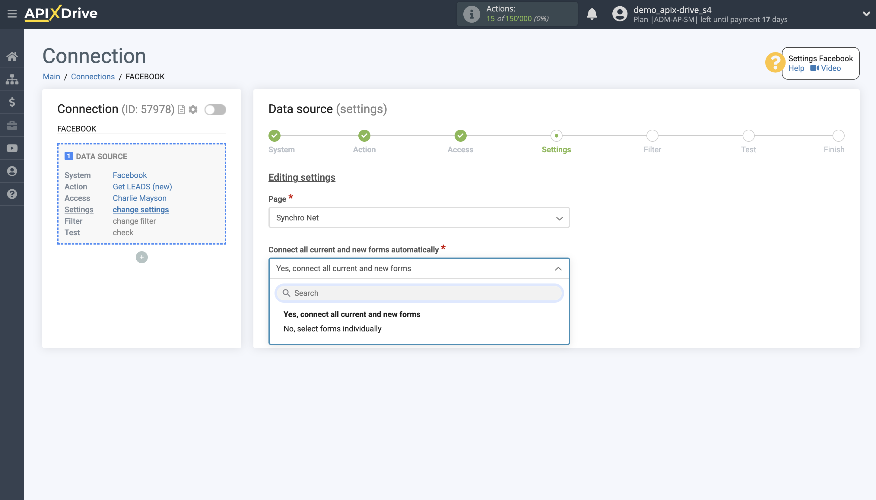 How to Connect Facebook as Data Source | Select forms