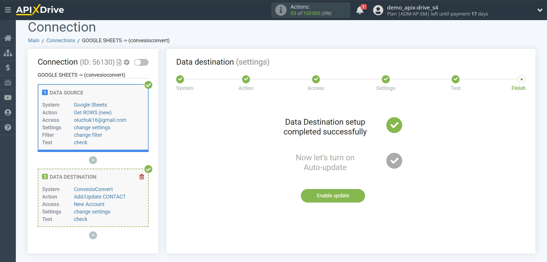 How to Connect ConvesioConvert as Data Destination | Enable auto-update How to Connect ConvesioConvert as Data Destination | Enable auto-update