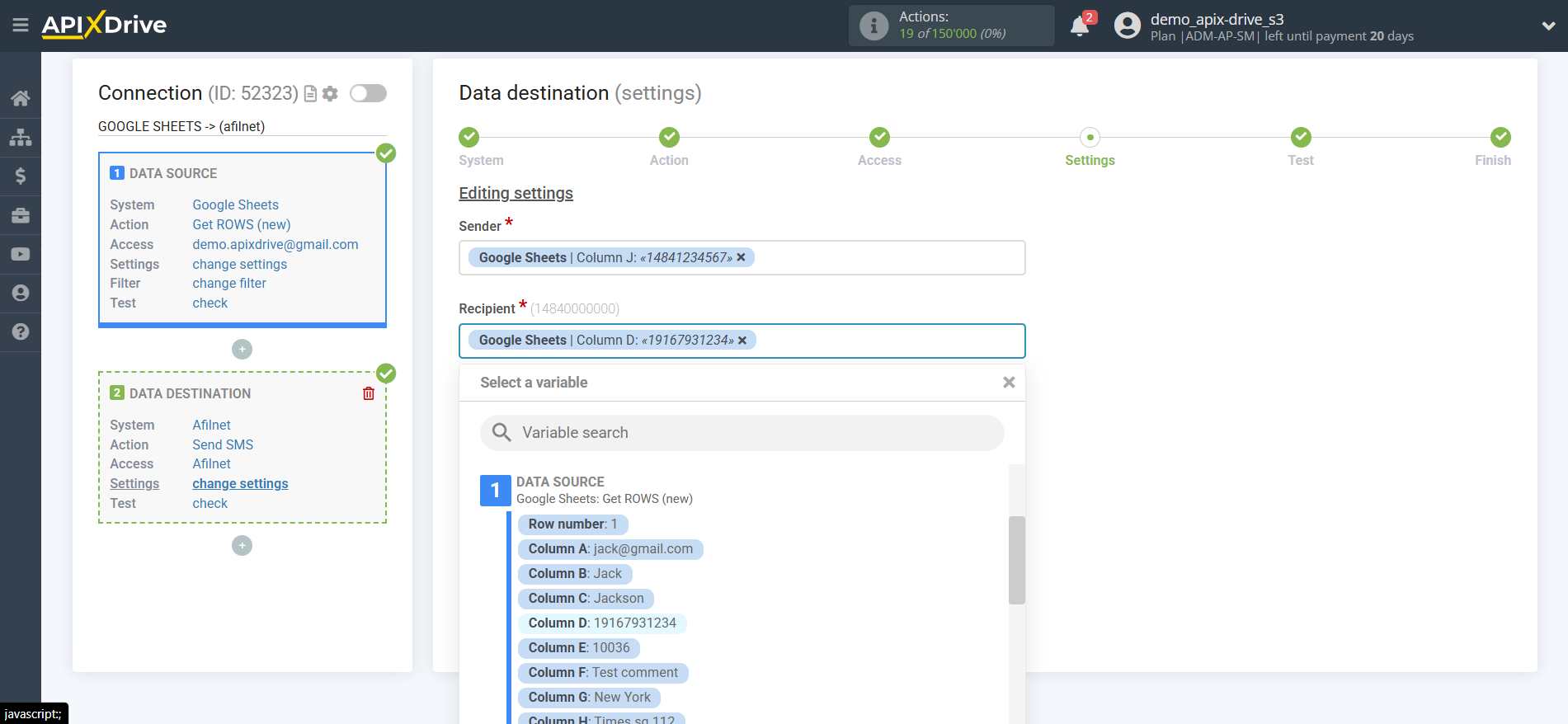 How to Connect Afilnet as Data Destination | Assigning fields