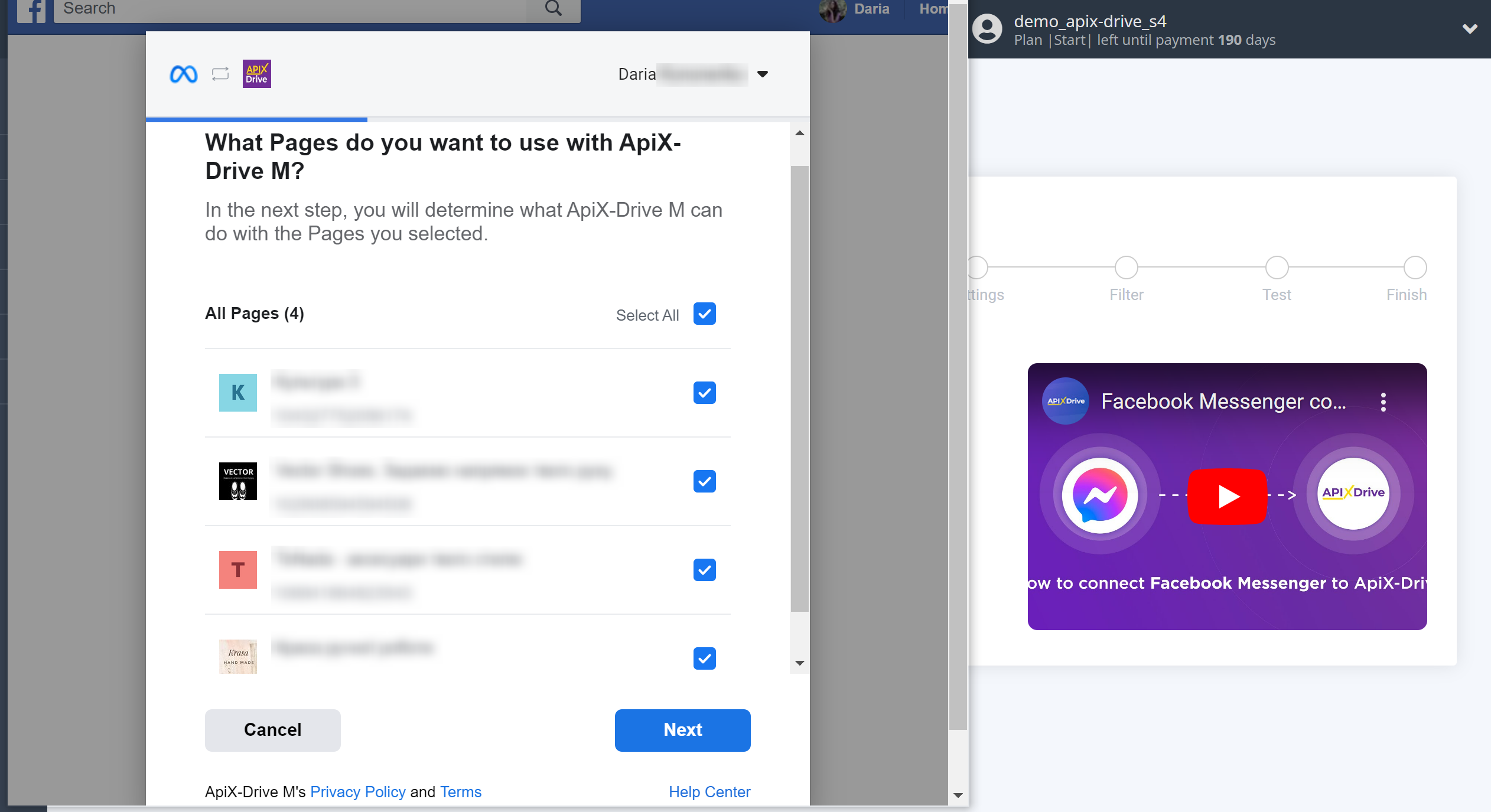 How to Connect Facebook Messenger as Data Source | Account connection