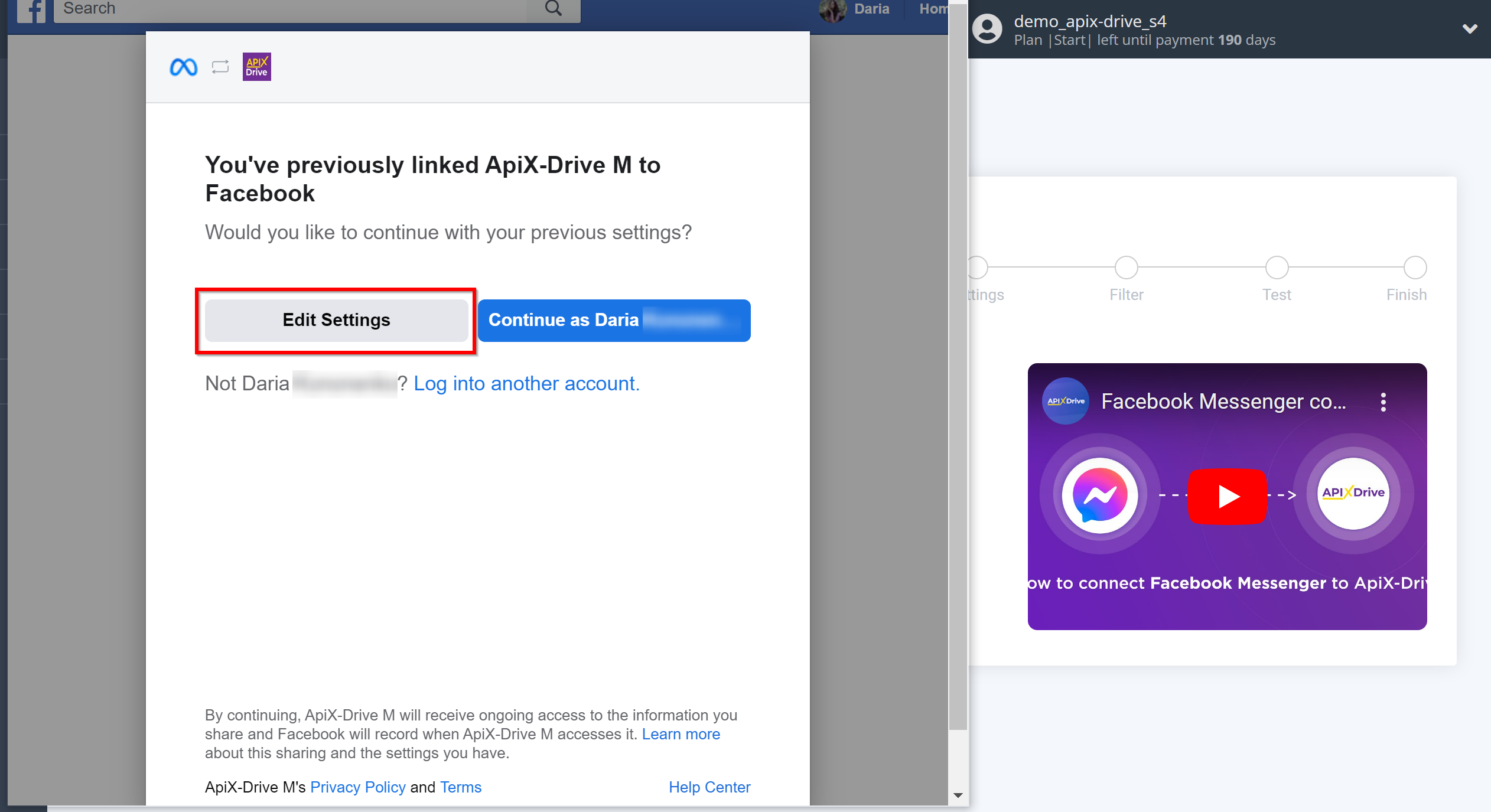 How to Connect Facebook Messenger as Data Source | Account connection