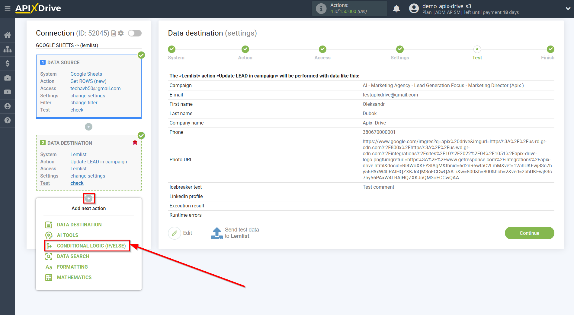 How to setup Lemlist Update Lead in campaign / Add Lead in campaign | Start setting up the Logic section