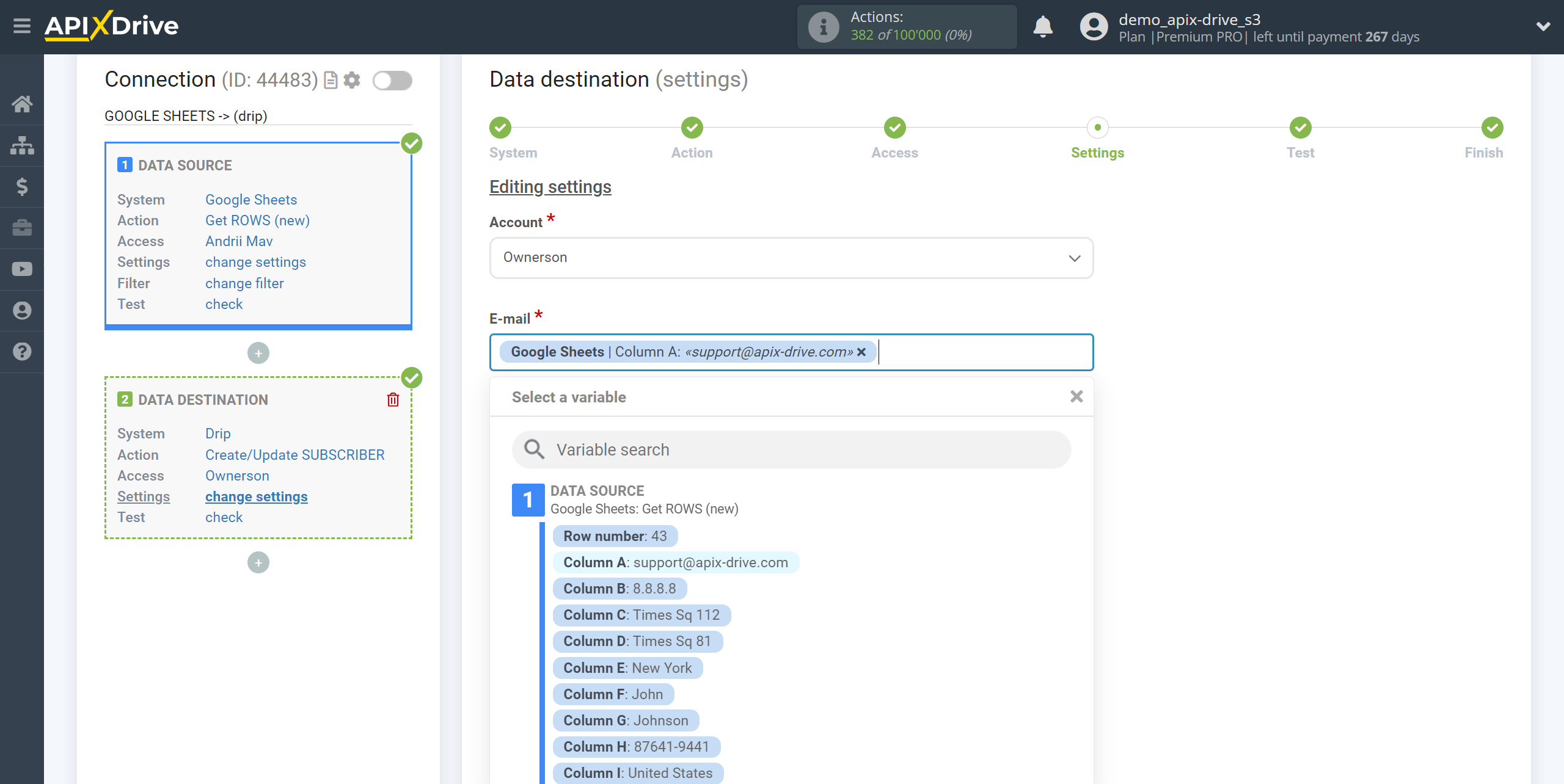 How to Connect Drip as Data Destination | Assigning Fields