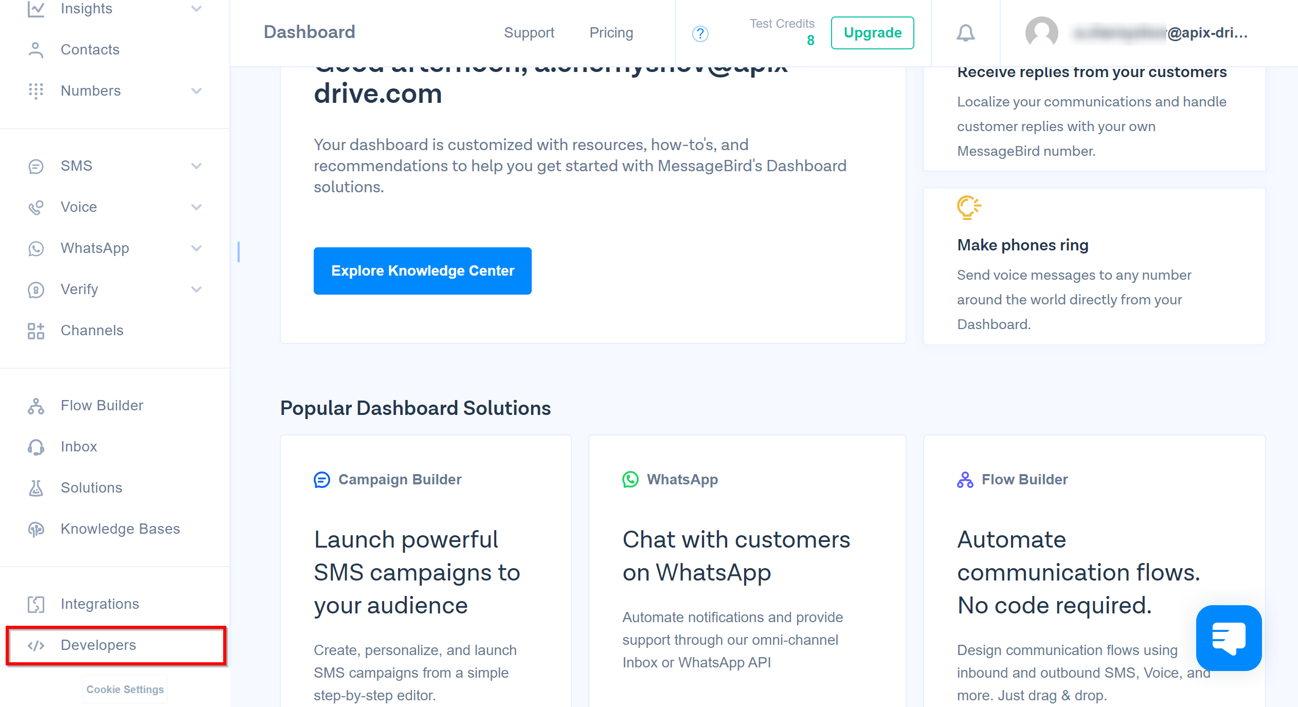 How to Connect MessageBird as Data Destination | Account connection