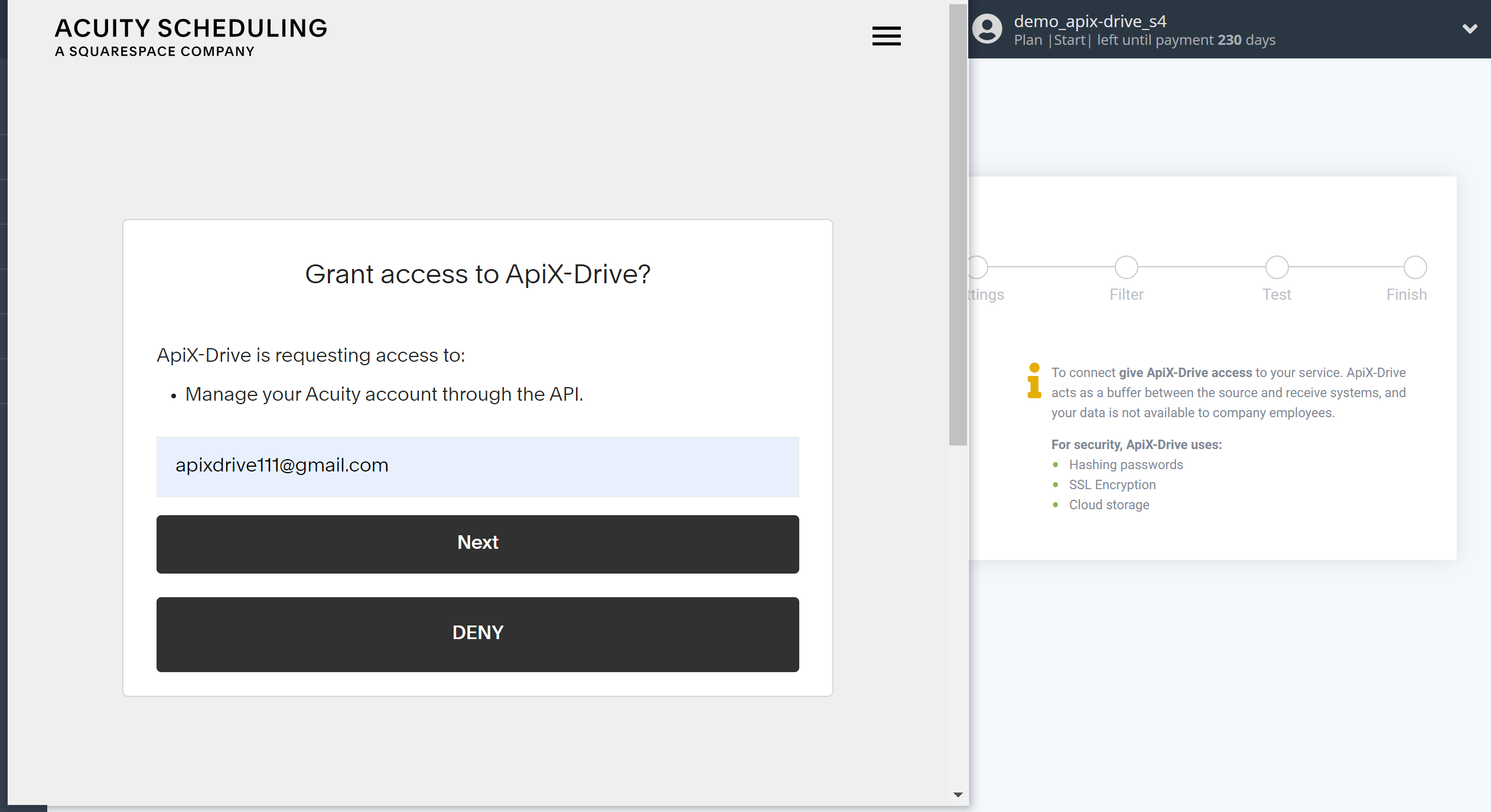 How to Connect Acuity Scheduling as Data Source | Authorization in Acuity Scheduling