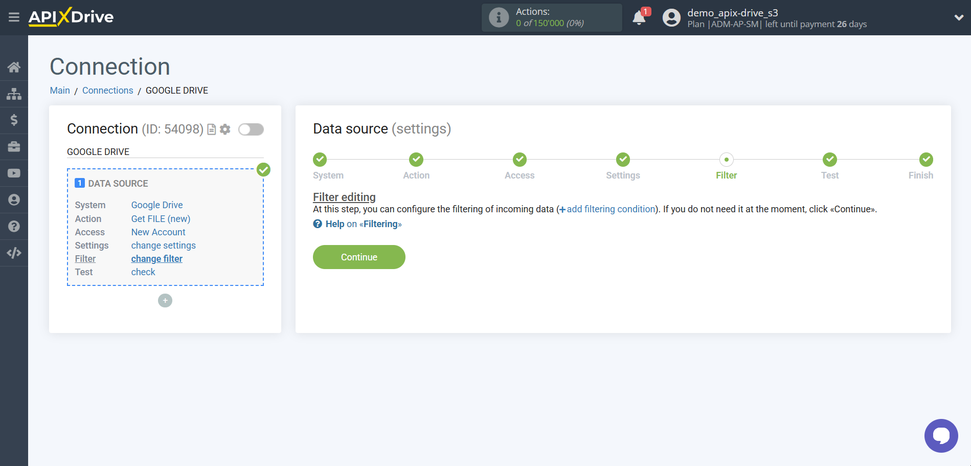 How to Connect Google Drive as Data Source | Data filter