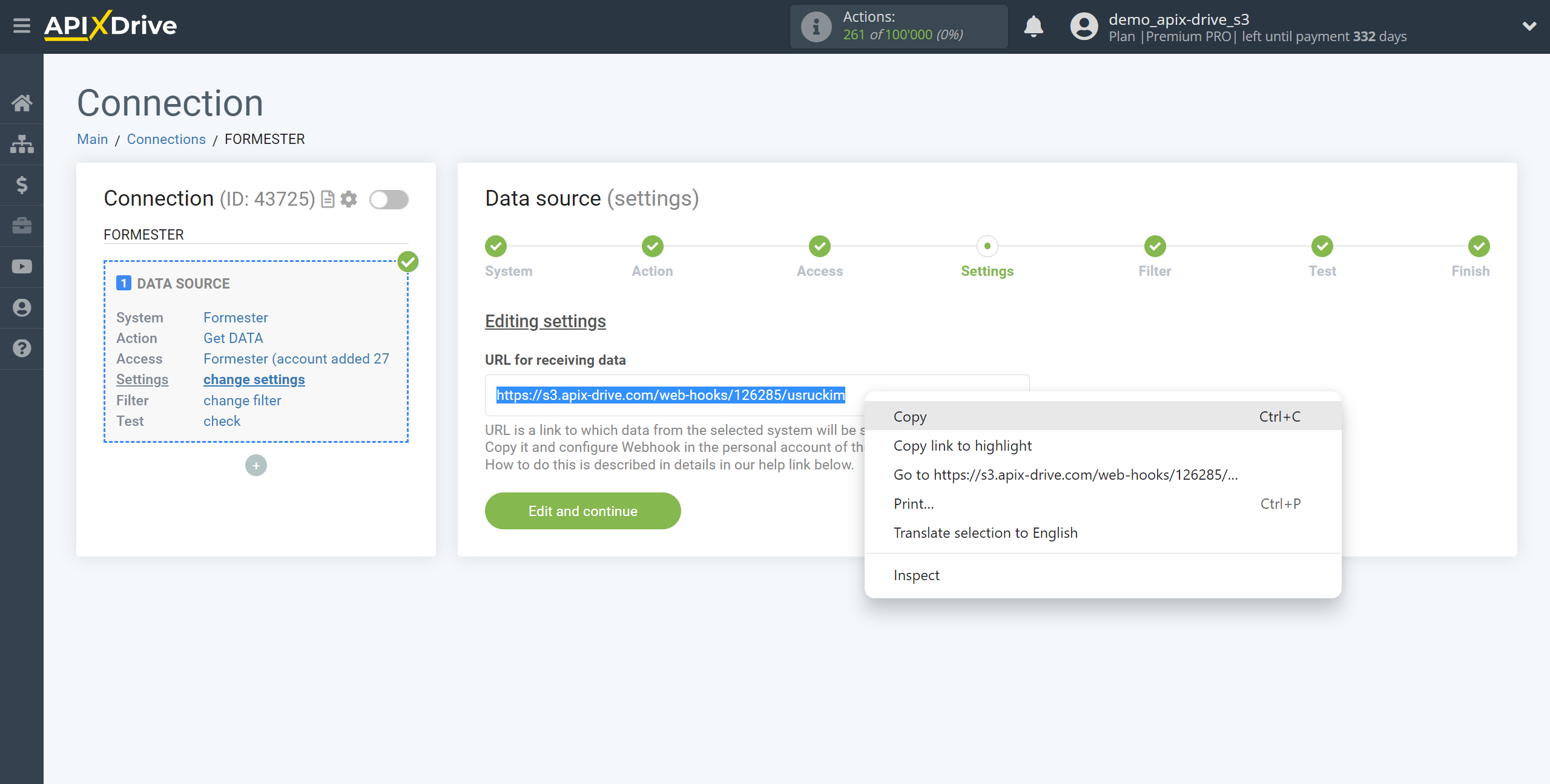 How to Connect Formester as Data Source | URL for receiving data