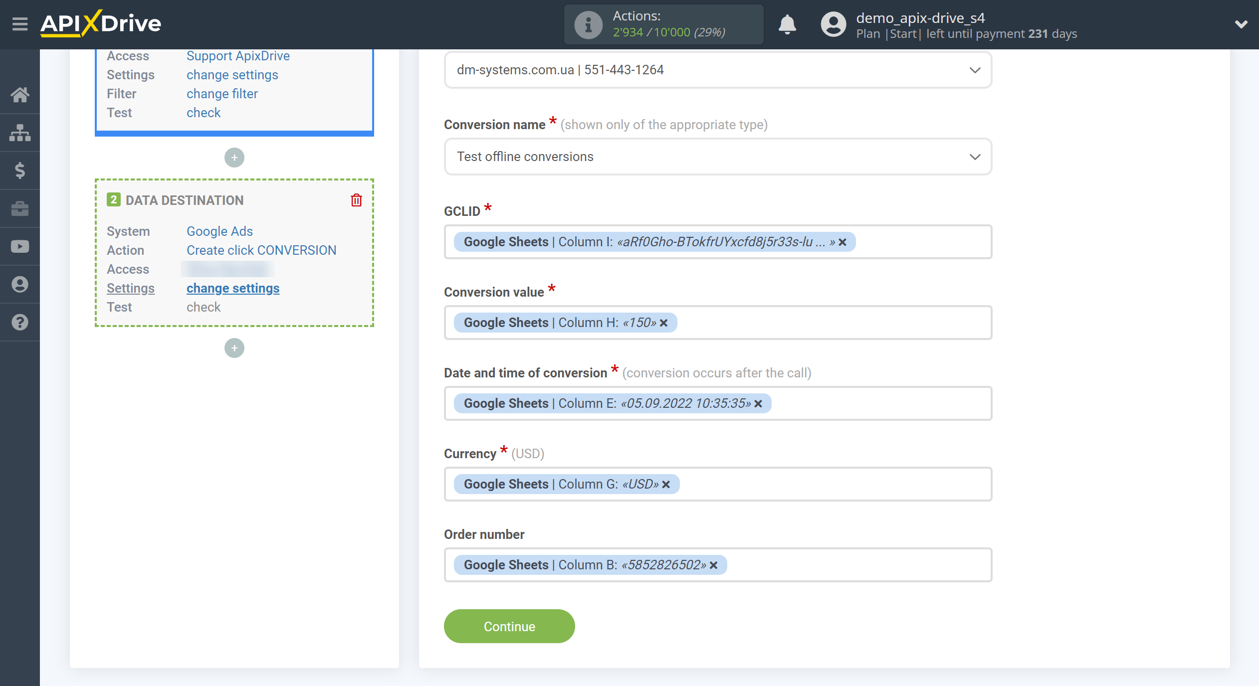 How to Connect Google Ads as Data Destination | Assigning fields