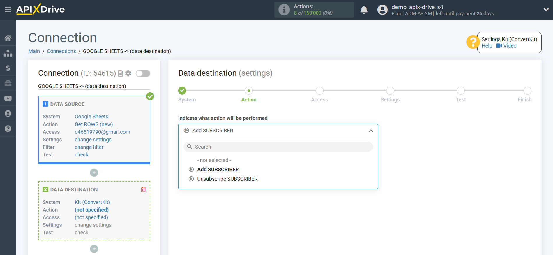 How to Connect Kit (ConvertKit) as Data Destination | Action selection How to Connect Kit (ConvertKit) as Data Destination | Action selection