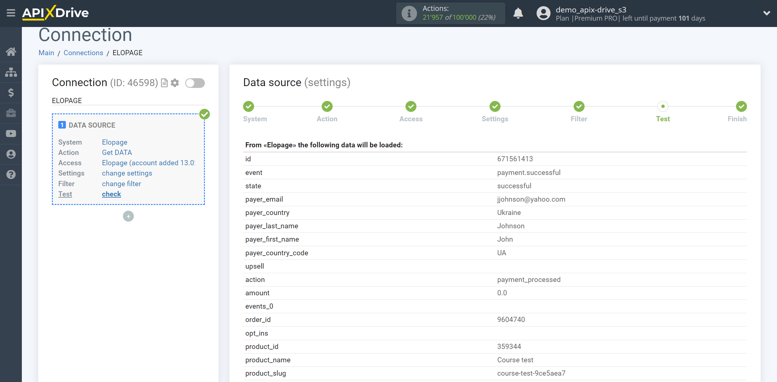 How to Connect Elopage as Data Source | Test data