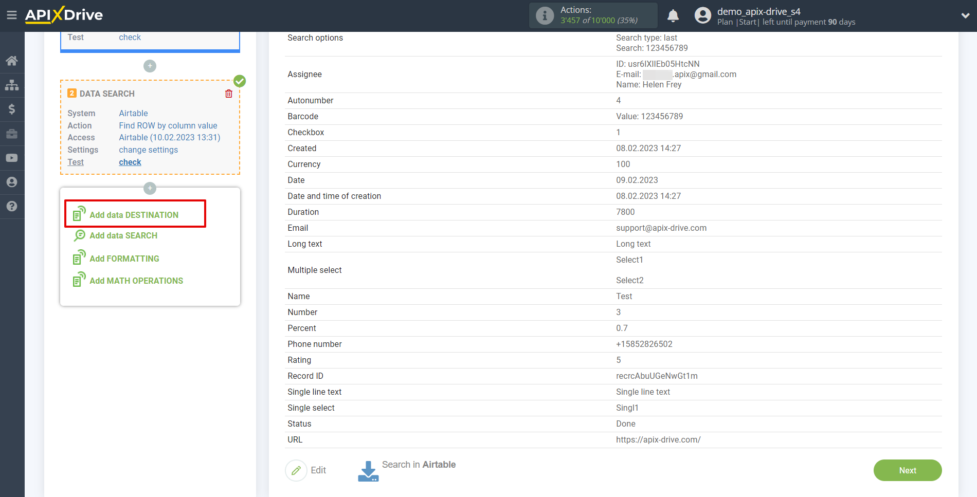 Setting up an AirTable Row Search in Google Sheets | Setup Data Destination system