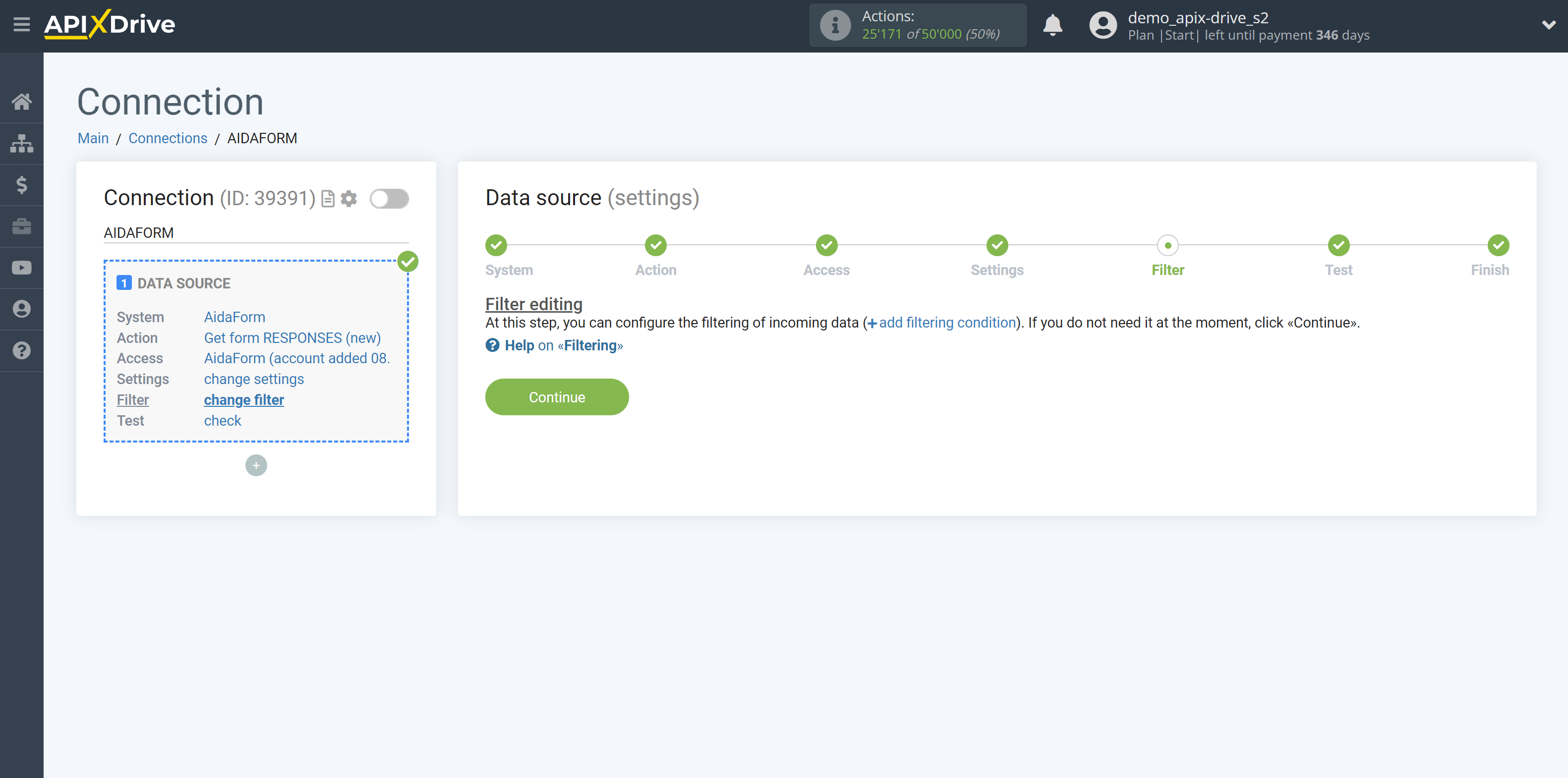 How to Connect AidaForm as Data Source | Data Filter