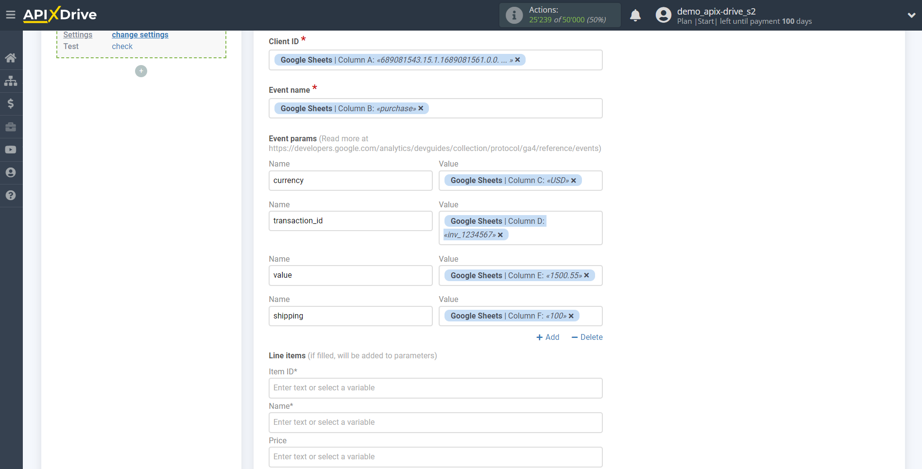 How to Connect Google Analytics 4 as Data Destination | Assigning fields