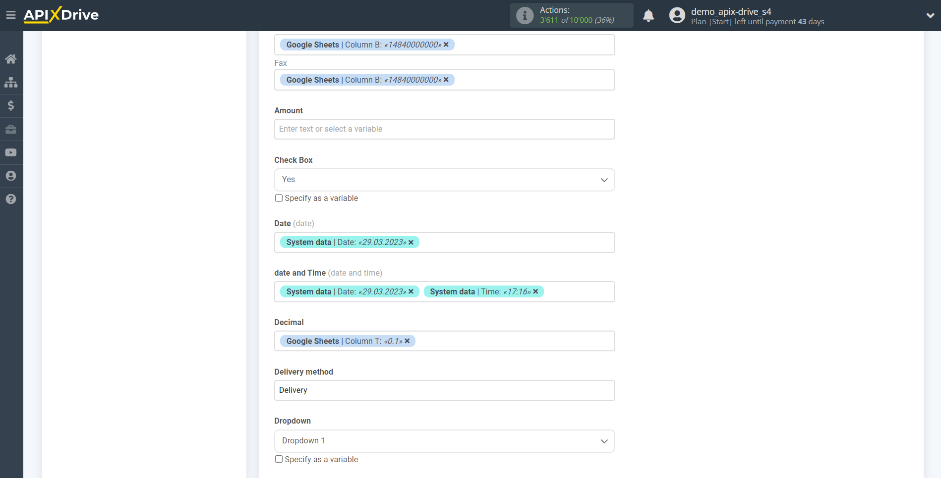 How to Connect Zoho Inventory as Data Destination | Assigning Fields