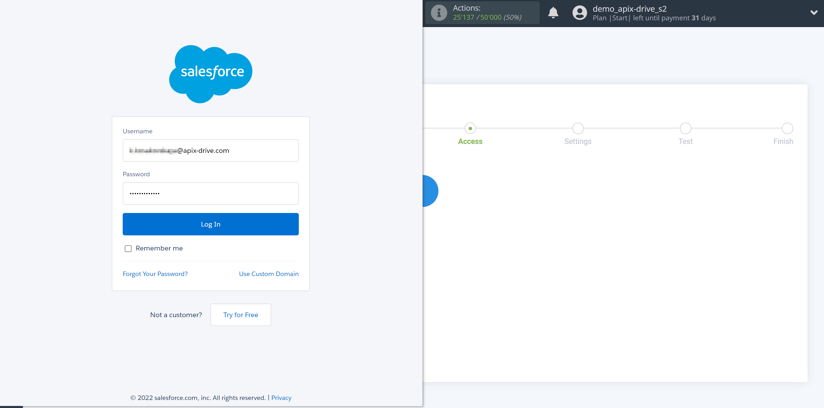 How to Connect Salesforce CRM as Data Destination | Enter login and password