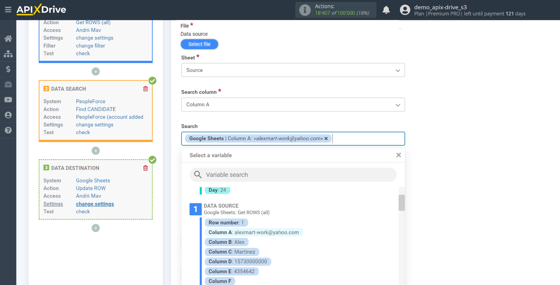 Setting up PeopleForce Candidate Search in Google Sheets | Assigning fields