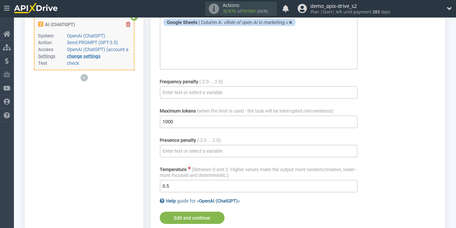 Setting up generate content with OpenAI (ChatGPT) | Assigning fields