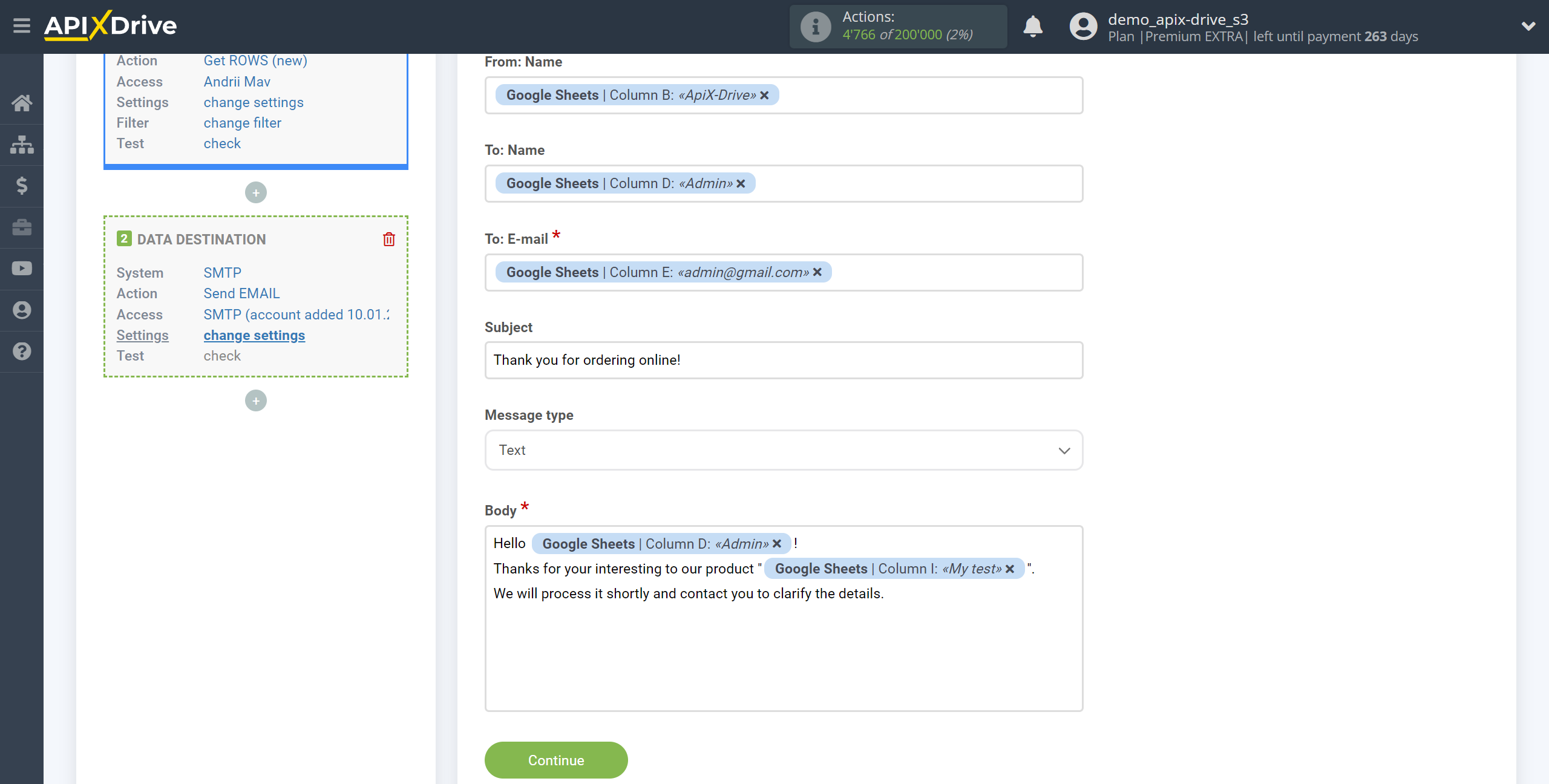 How to Connect SMTP as Data Destination | Assigning Fields