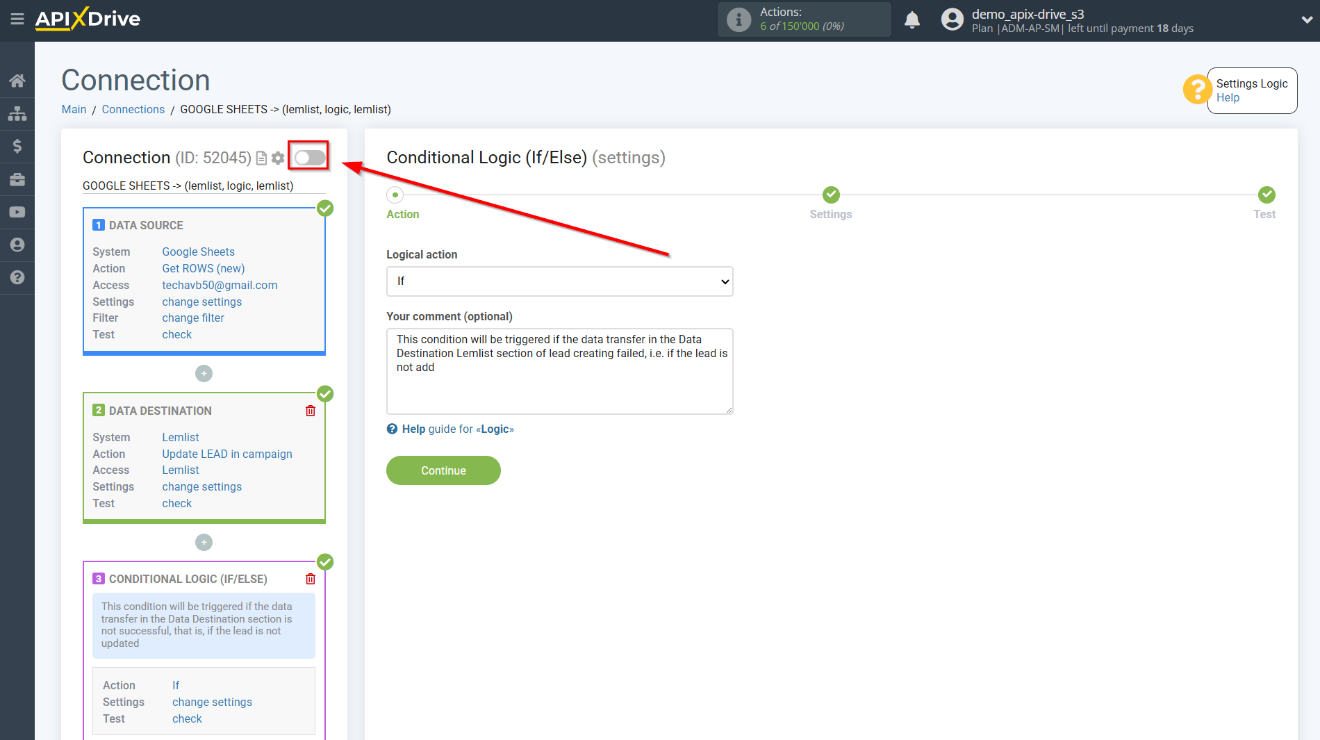 How to setup Lemlist Update Lead in campaign / Add Lead in campaign | Action selection