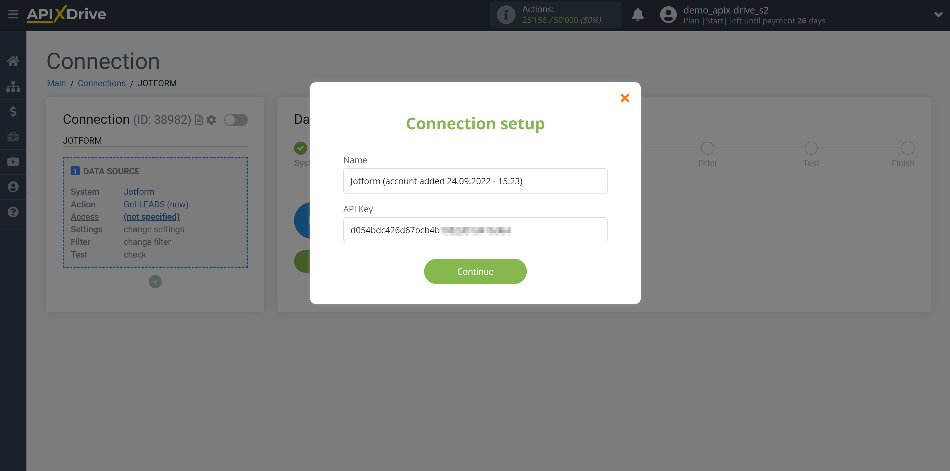 How to Connect Jotform as Data Source | Account connection