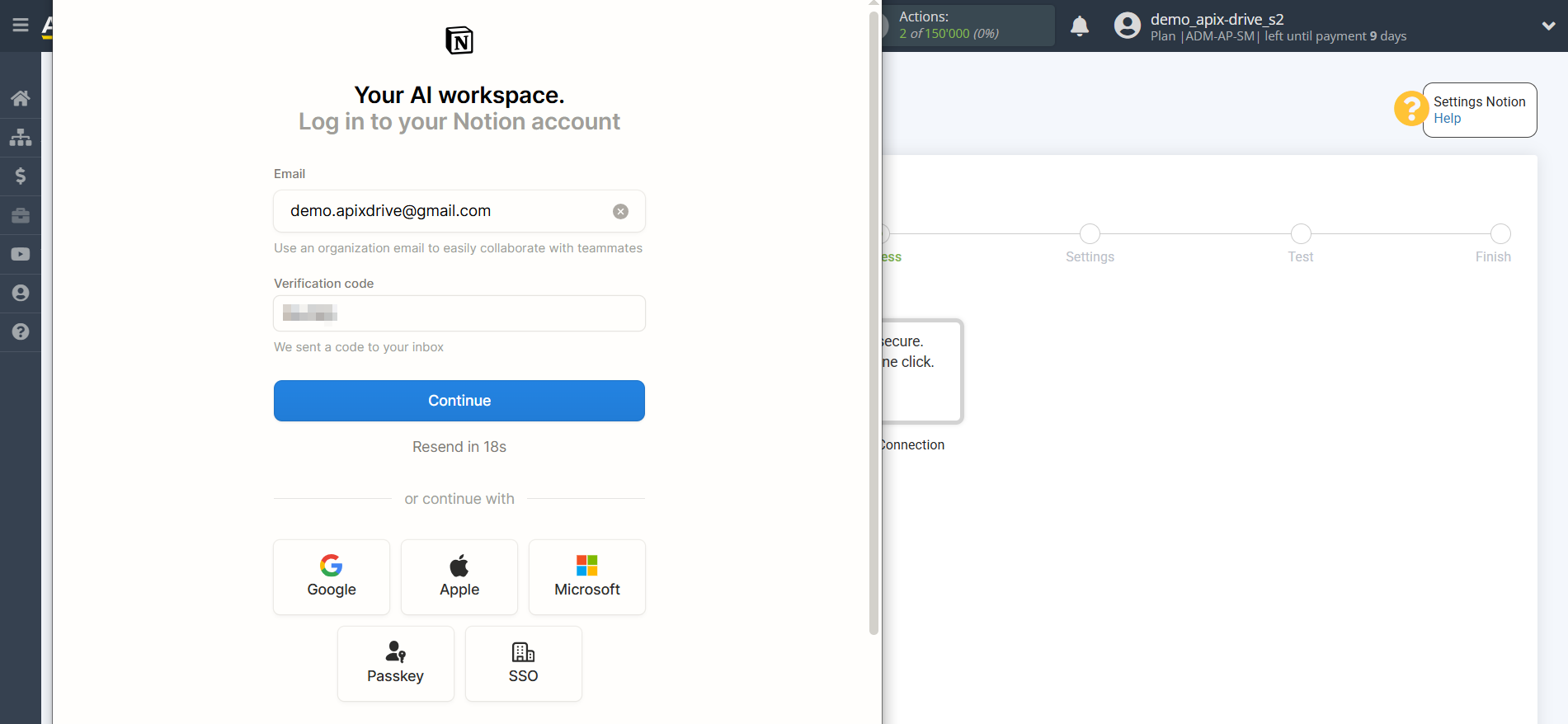 How to Connect Notion as Data Destination | Enter login and password