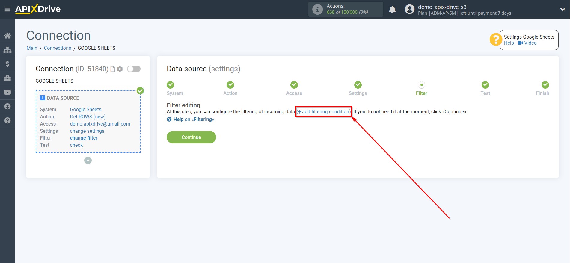 Adding a Data Source | Setting Up a Filter