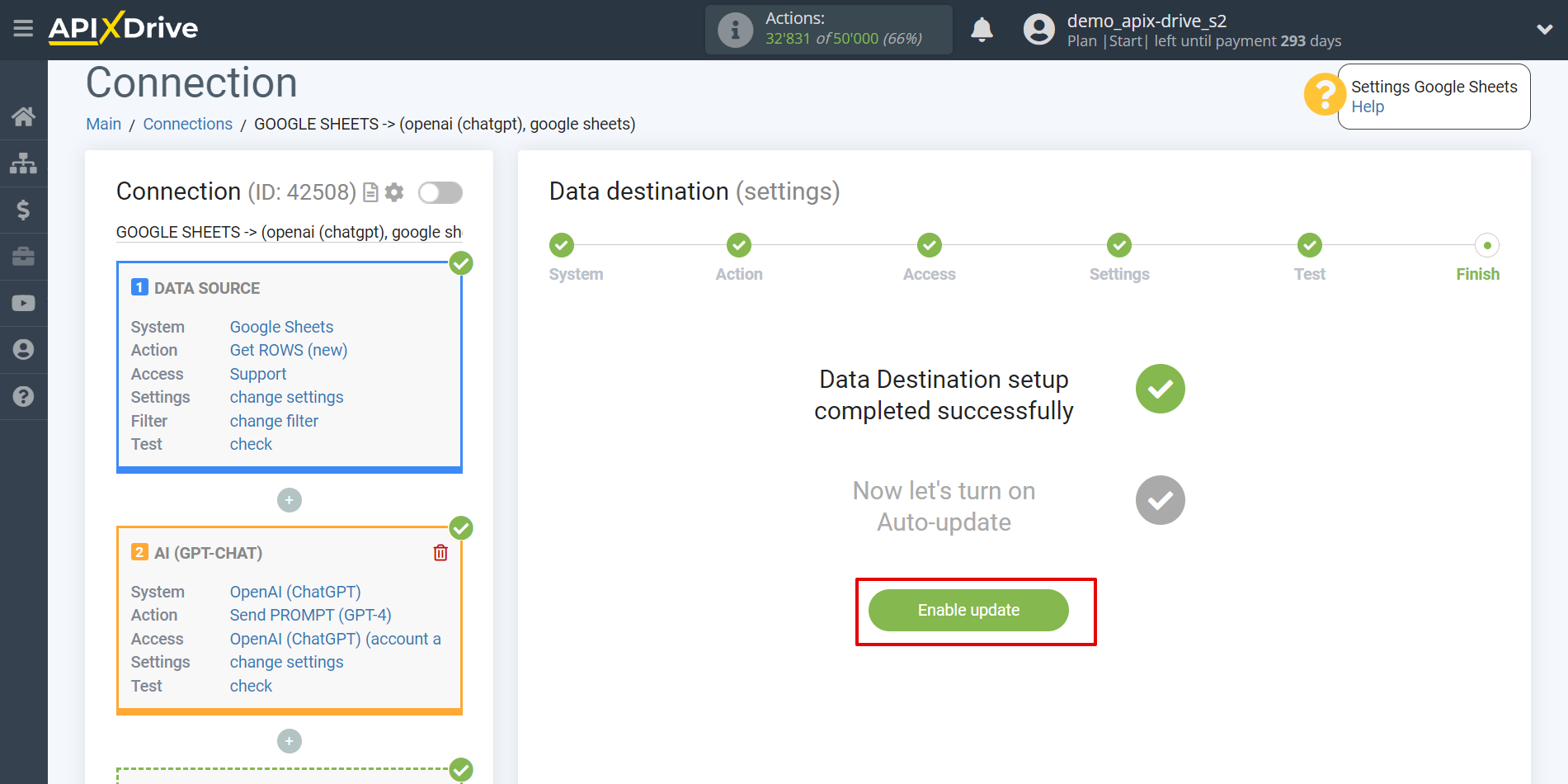 Setting up OpenAI (ChatGPT) in Google Sheets | Completing setup