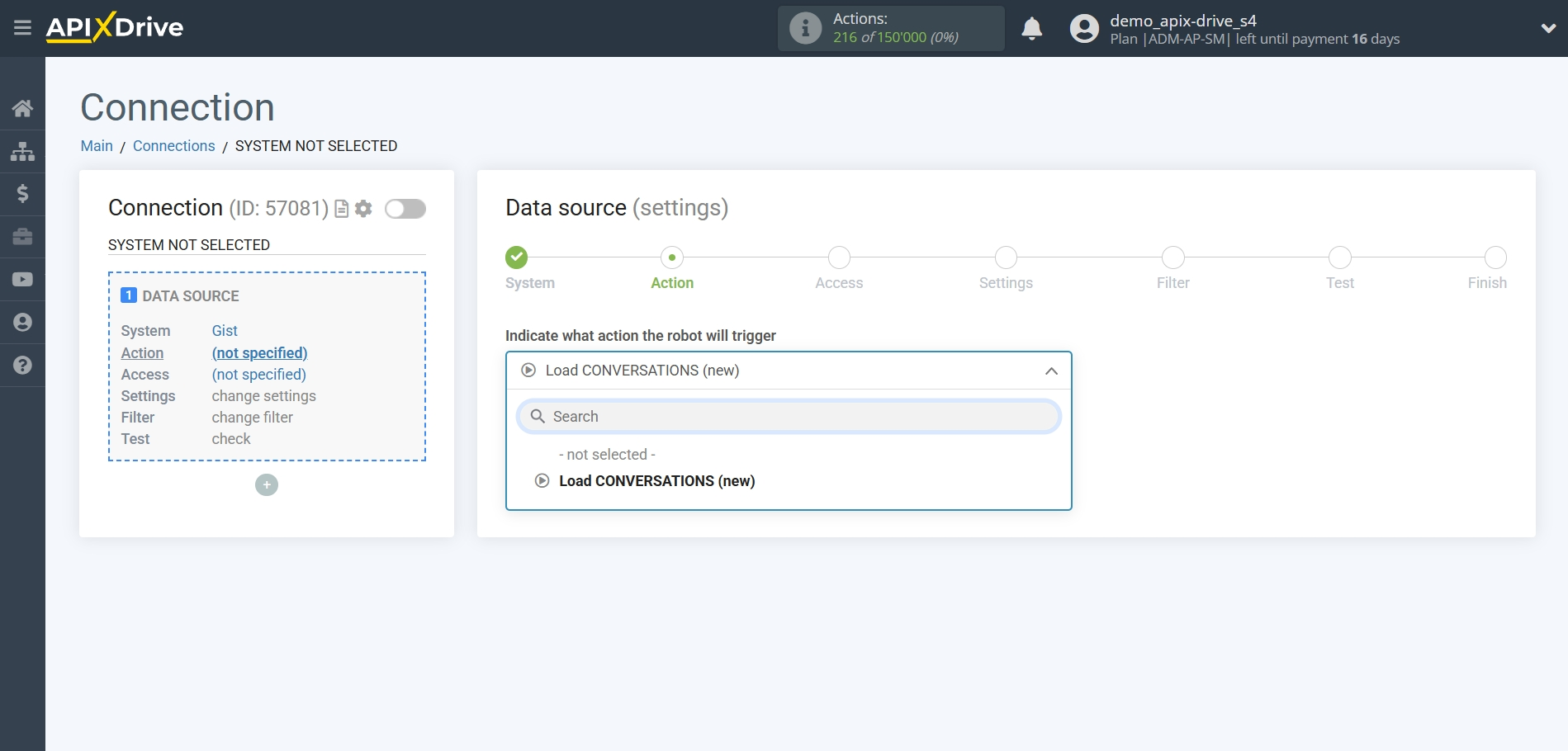 How to Connect Gist as Data Source | Action selection How to Connect Gist as Data Source | Action selection