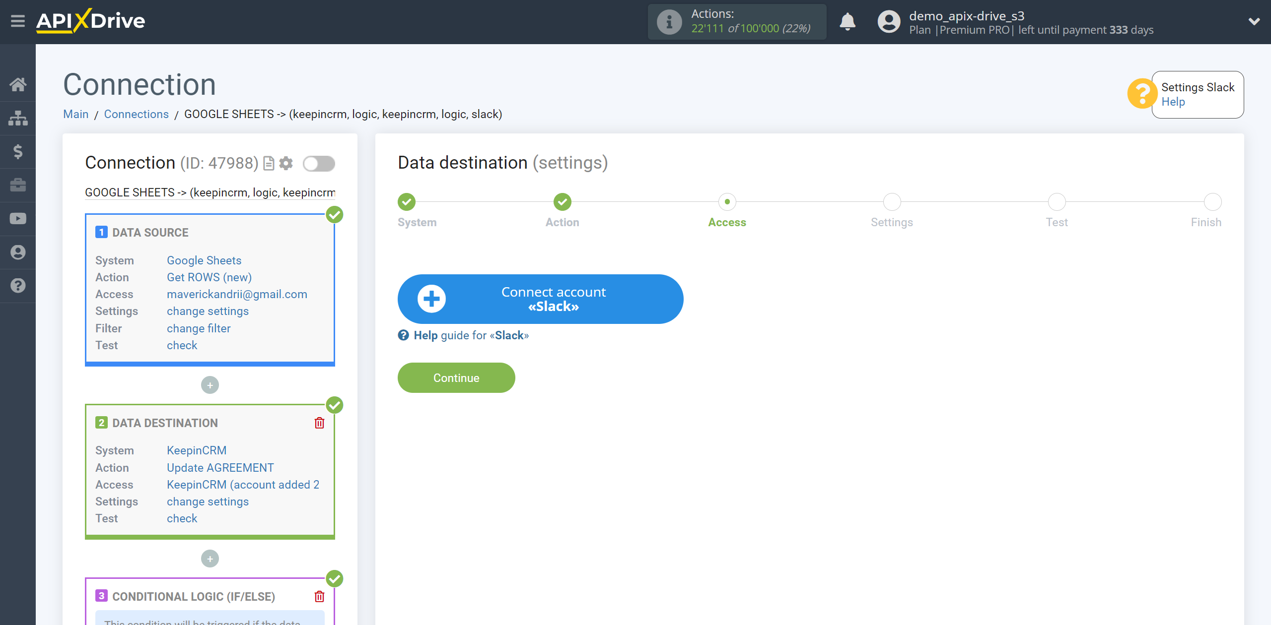 How to setup KeepinCRM Update Agreement / Create Agreement | Account Connections a Data Destination system