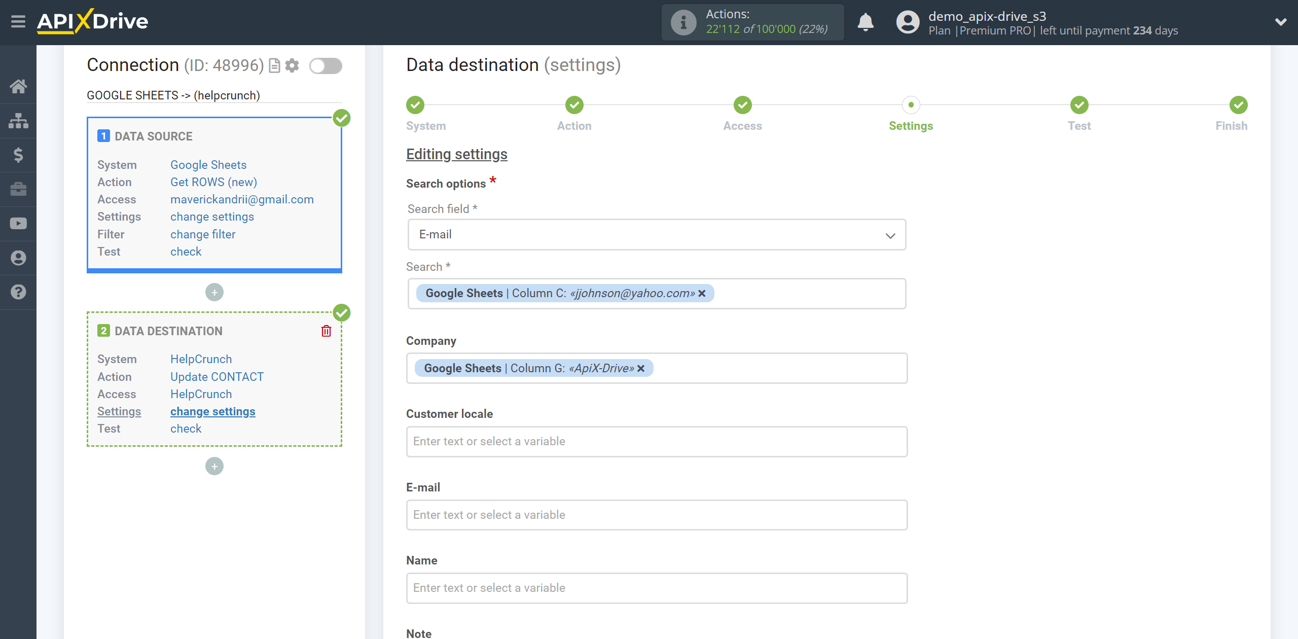 How to setup HelpCrunch Update Contact / Create Contact | Assigning Fields