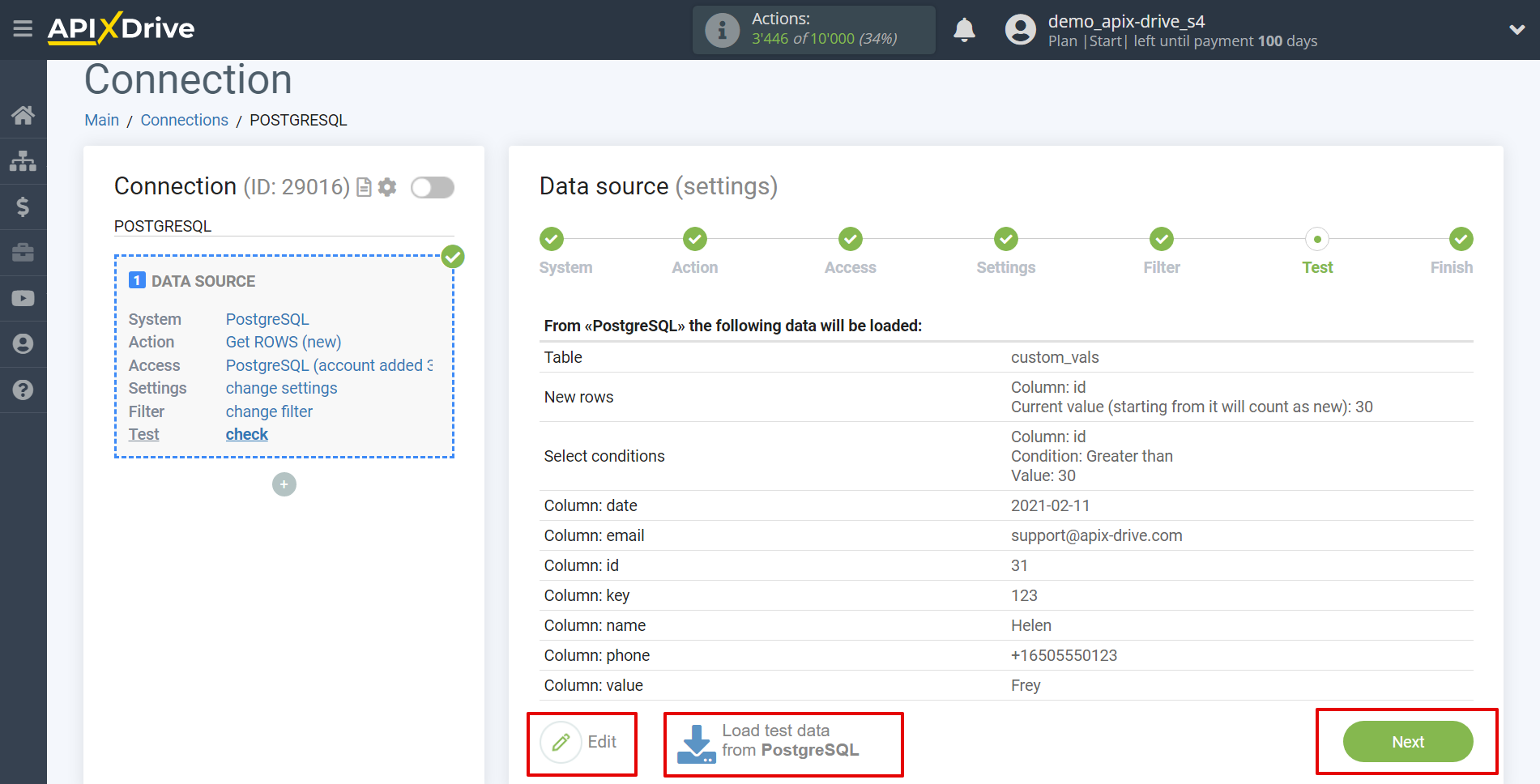 How to Connect PostgreSQL as Data Source | Test data