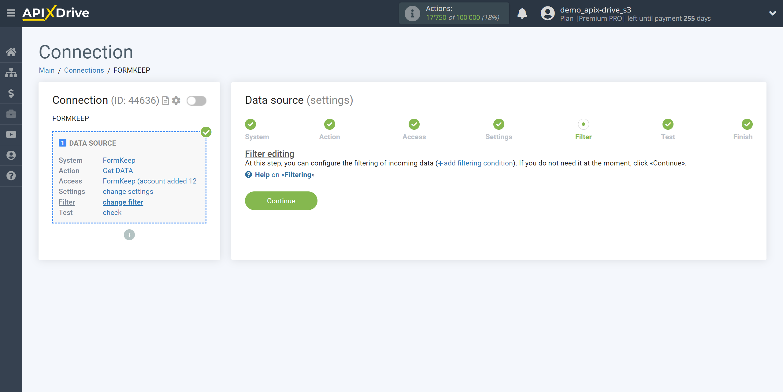 How to Connect FormKeep as Data Source | Data Filter