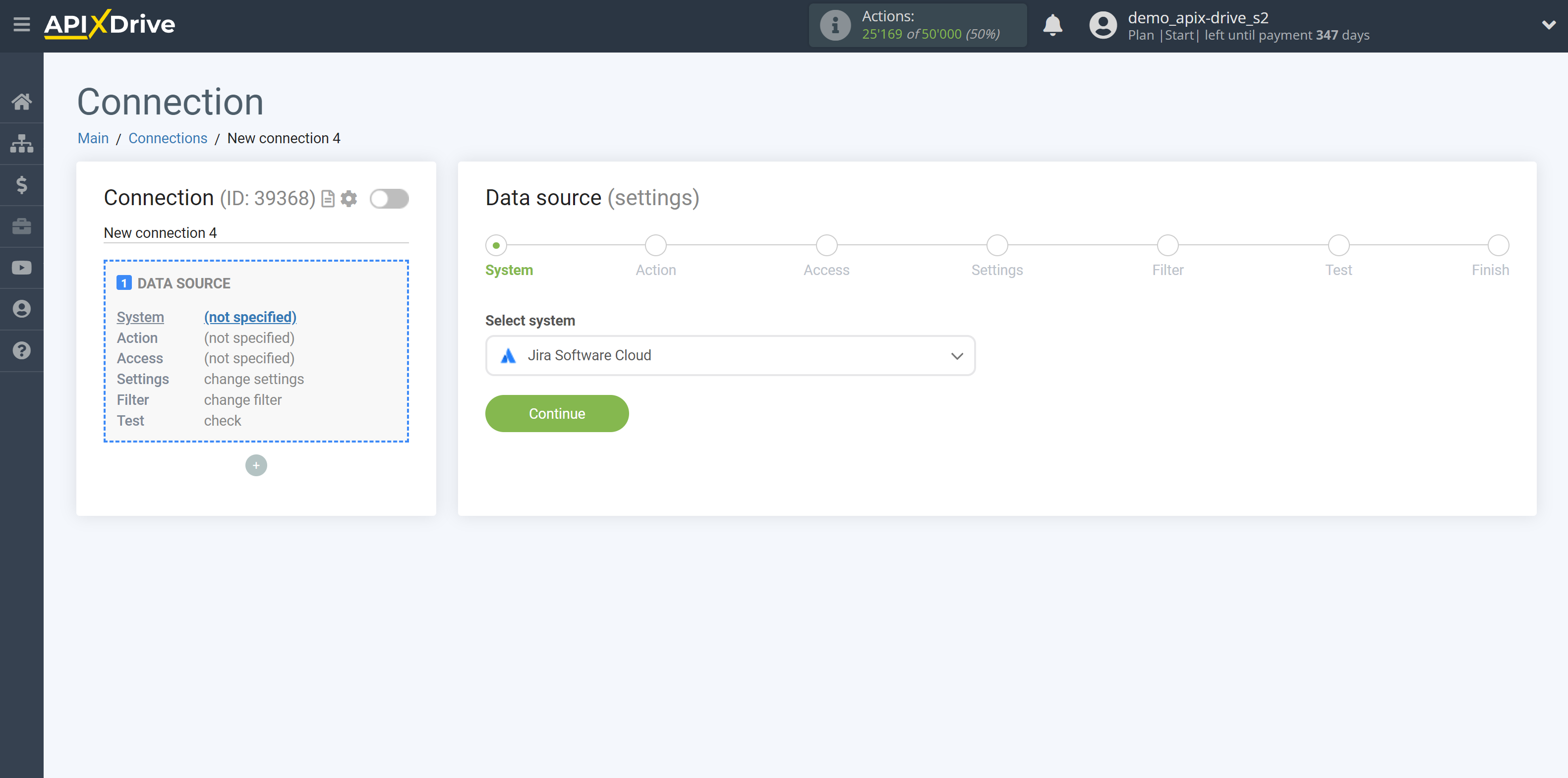 How to Connect Jira Software as Data Source | System selection