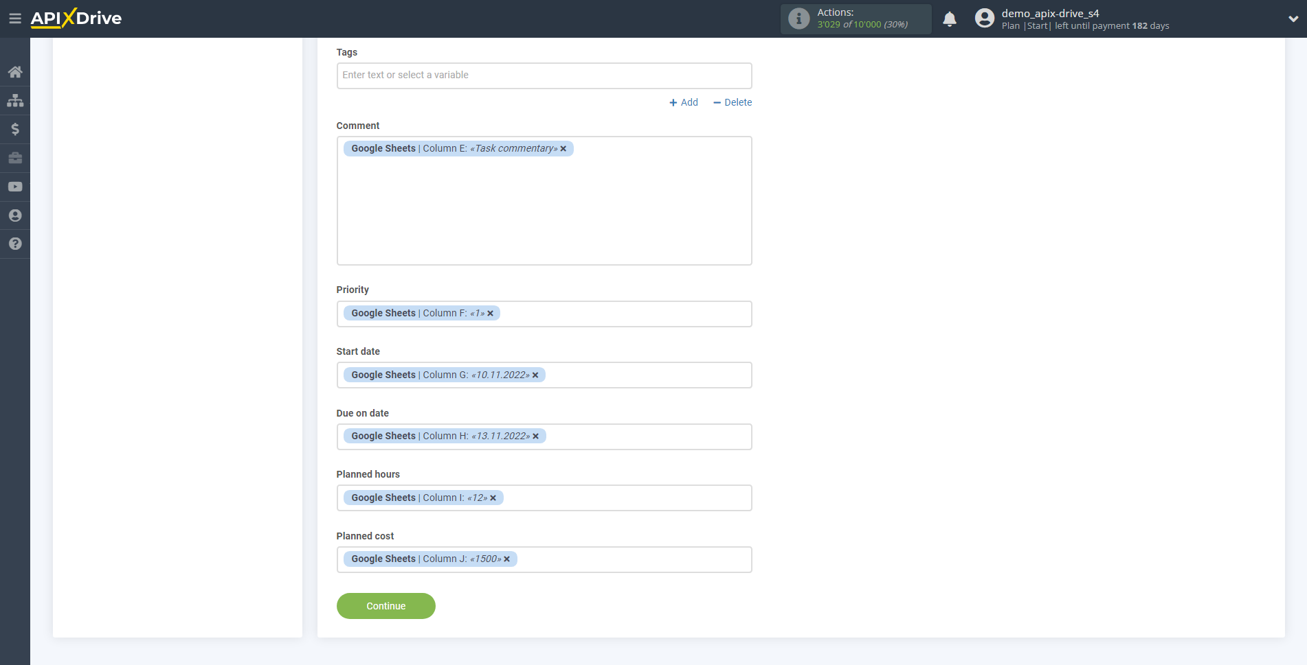 How to Connect Worksection as Data Destination | Assigning fields