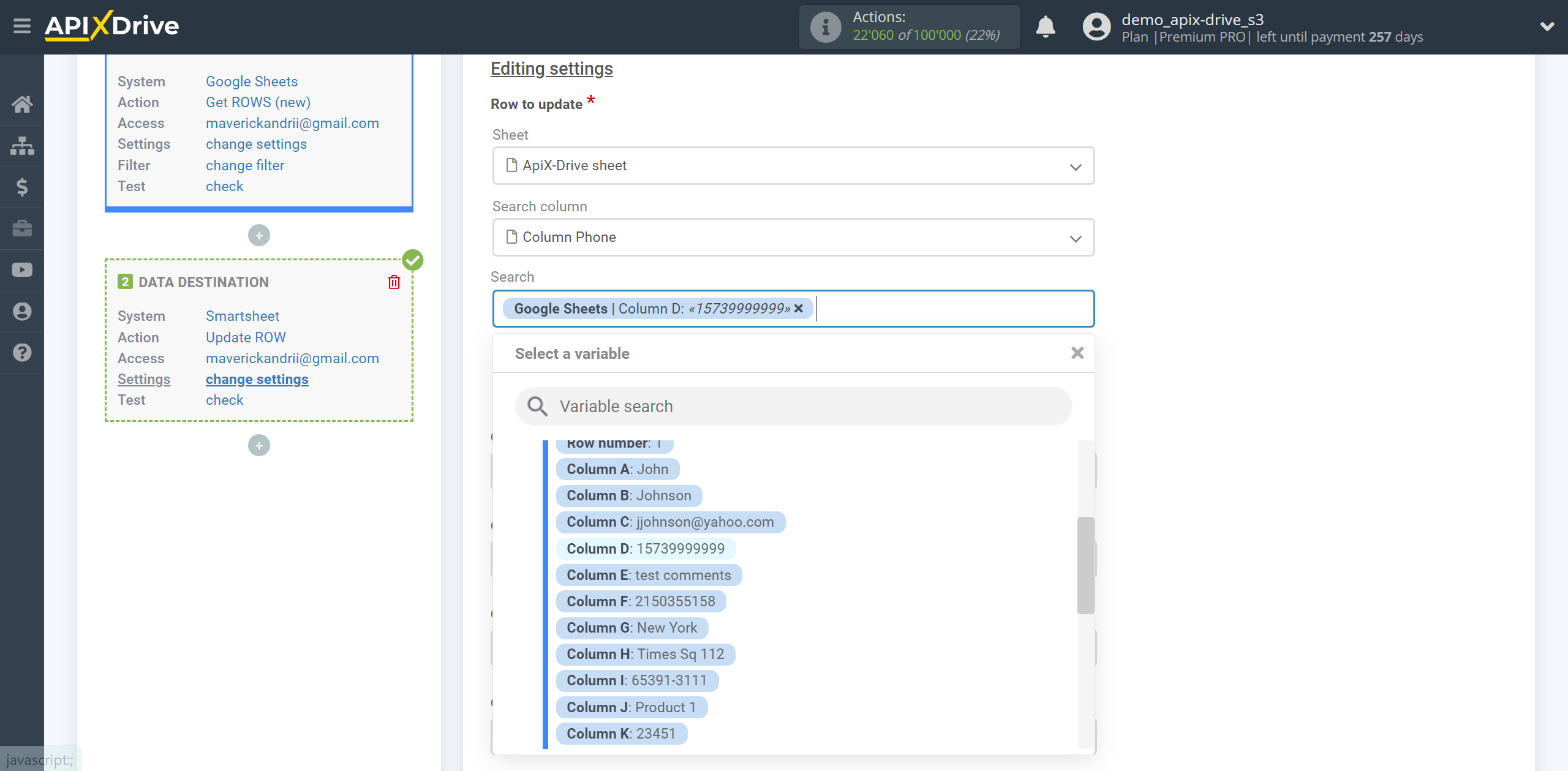 How to setup Smartsheet Update Row / Add Row | Assigning Fields